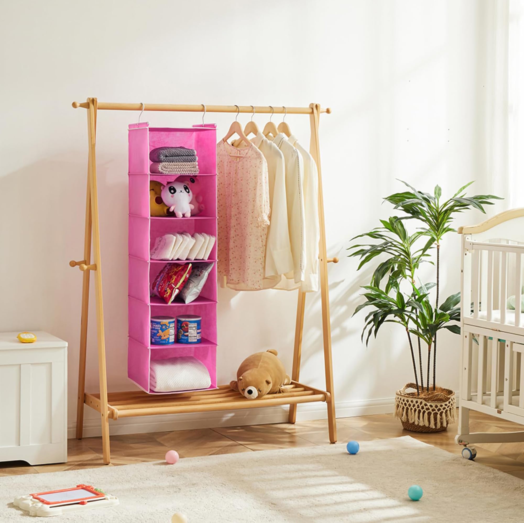 6 Shelf Hanging Closet Organizer with 2 Sturdy Hooks