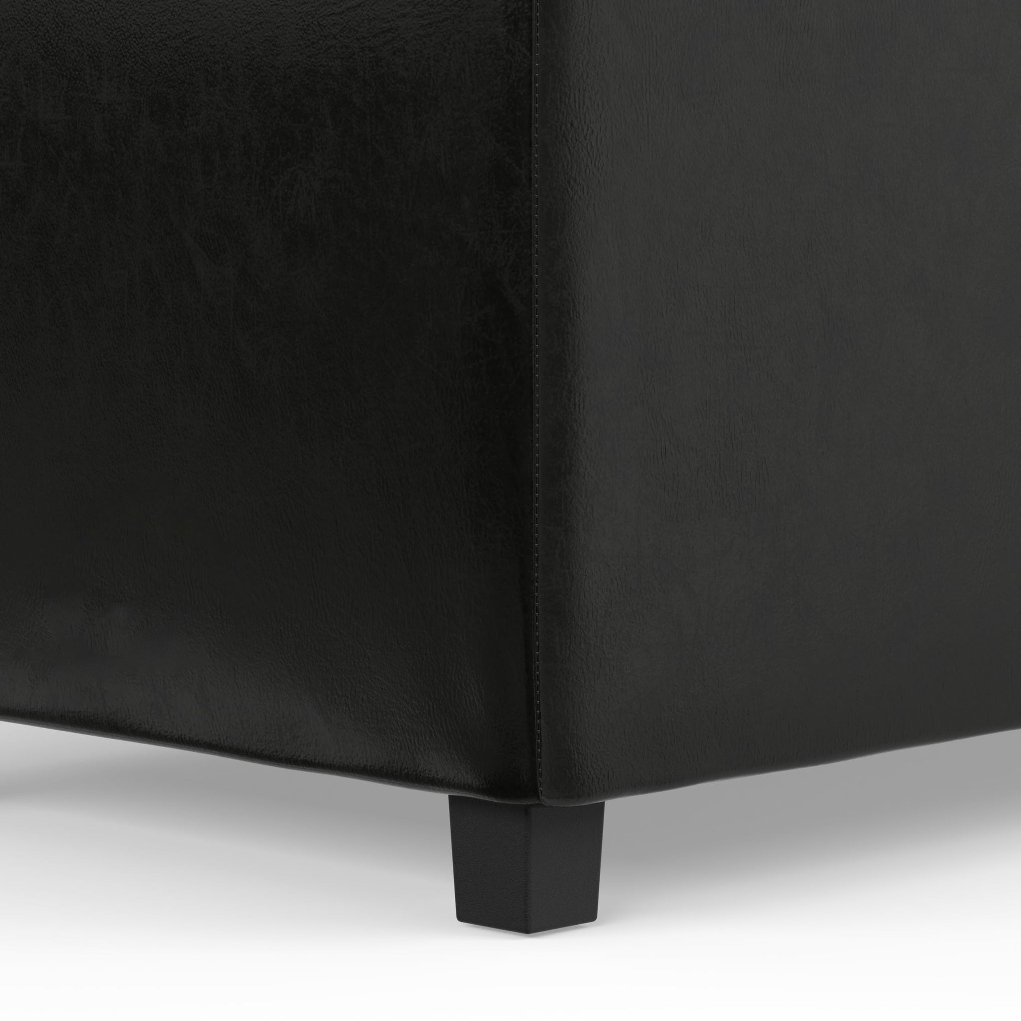 Avalon 42" Wide Vegan Leather Storage Ottoman in Midnight Black
