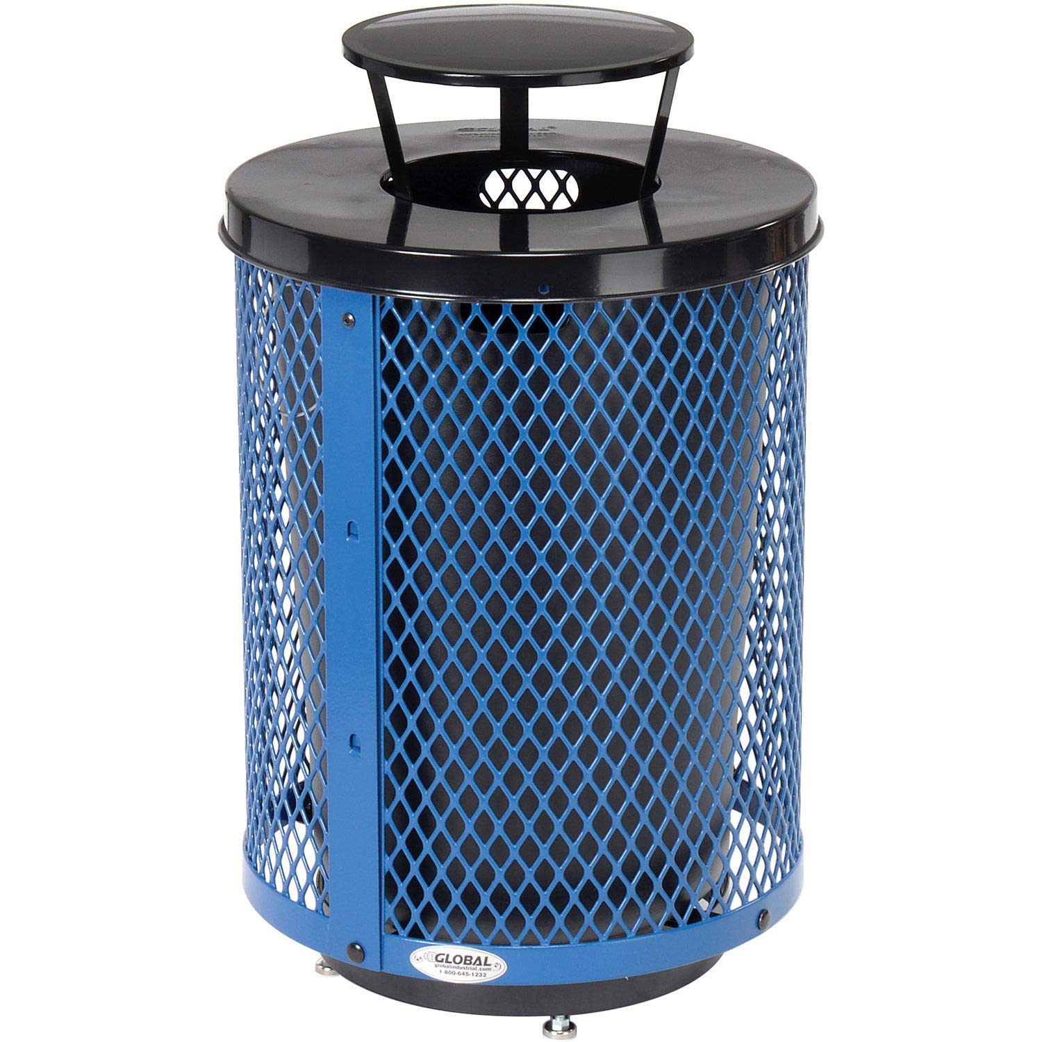 Outdoor Diamond Steel Trash Can with Rain Bonnet Lid