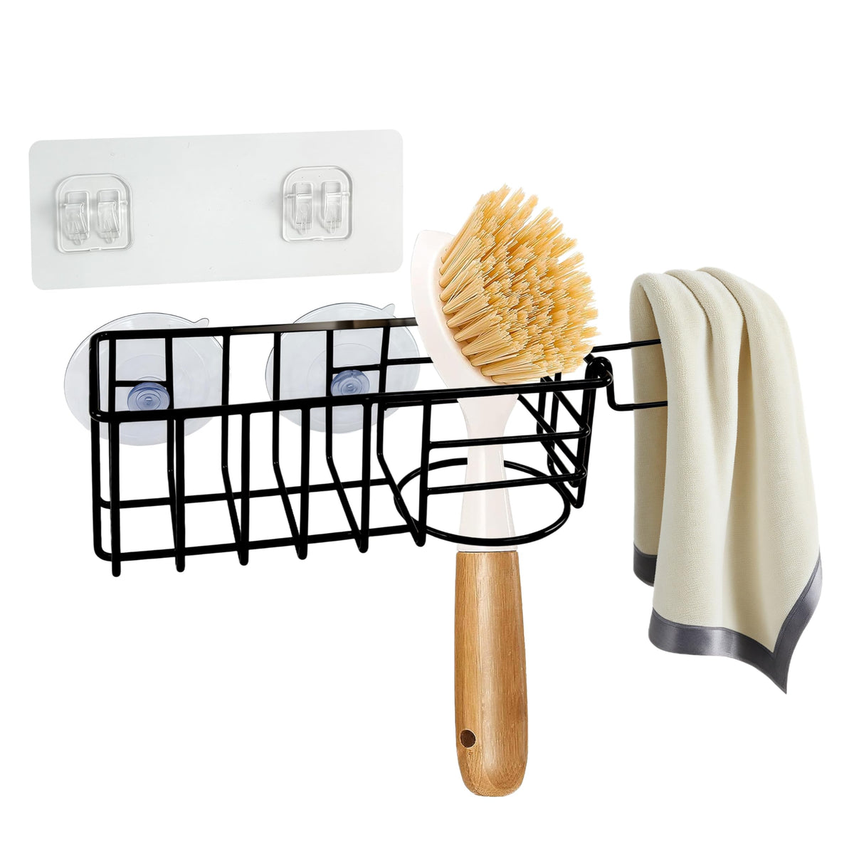 Sponge Holder with Dish Cloth Hanger for Kitchen Sink