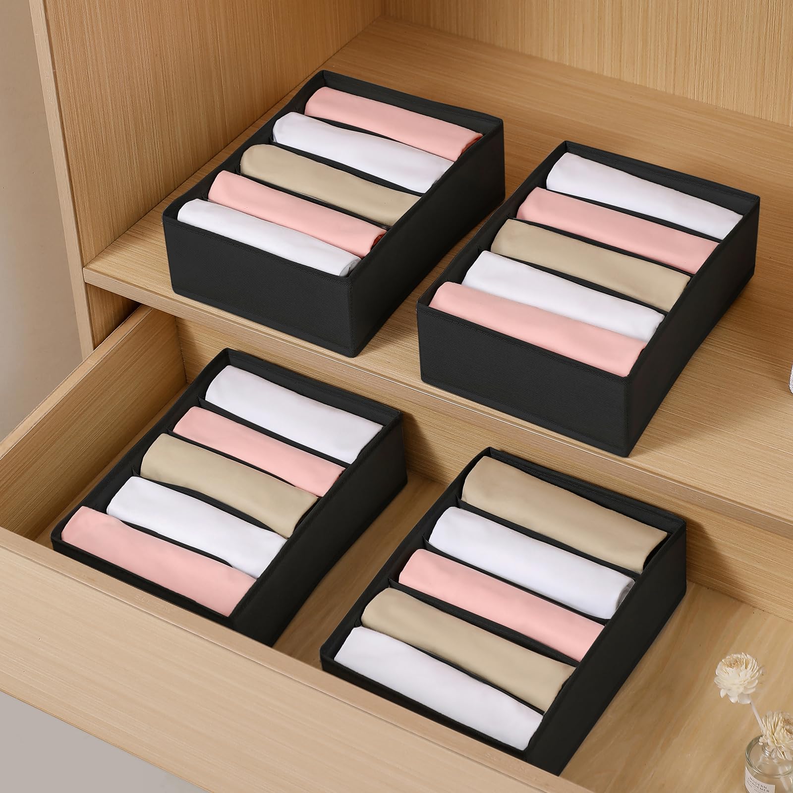 4 Packs T shirt Drawer Organizers for Clothing (4 Count)