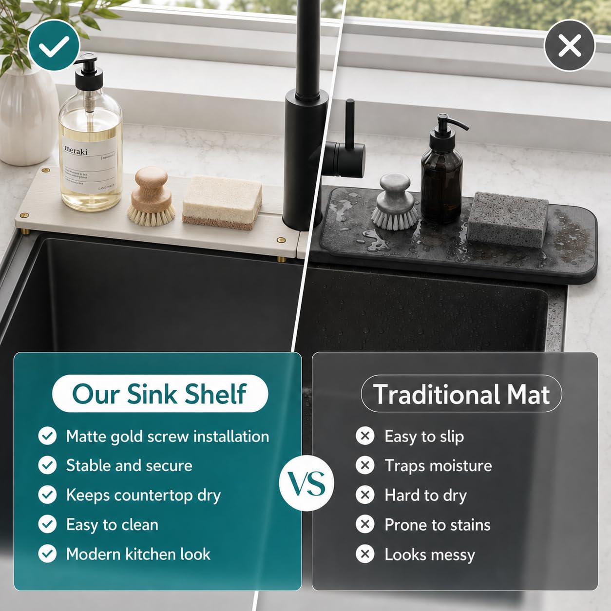 2PCS Stone Faucet Mat for Kitchen Sink (2 Count)