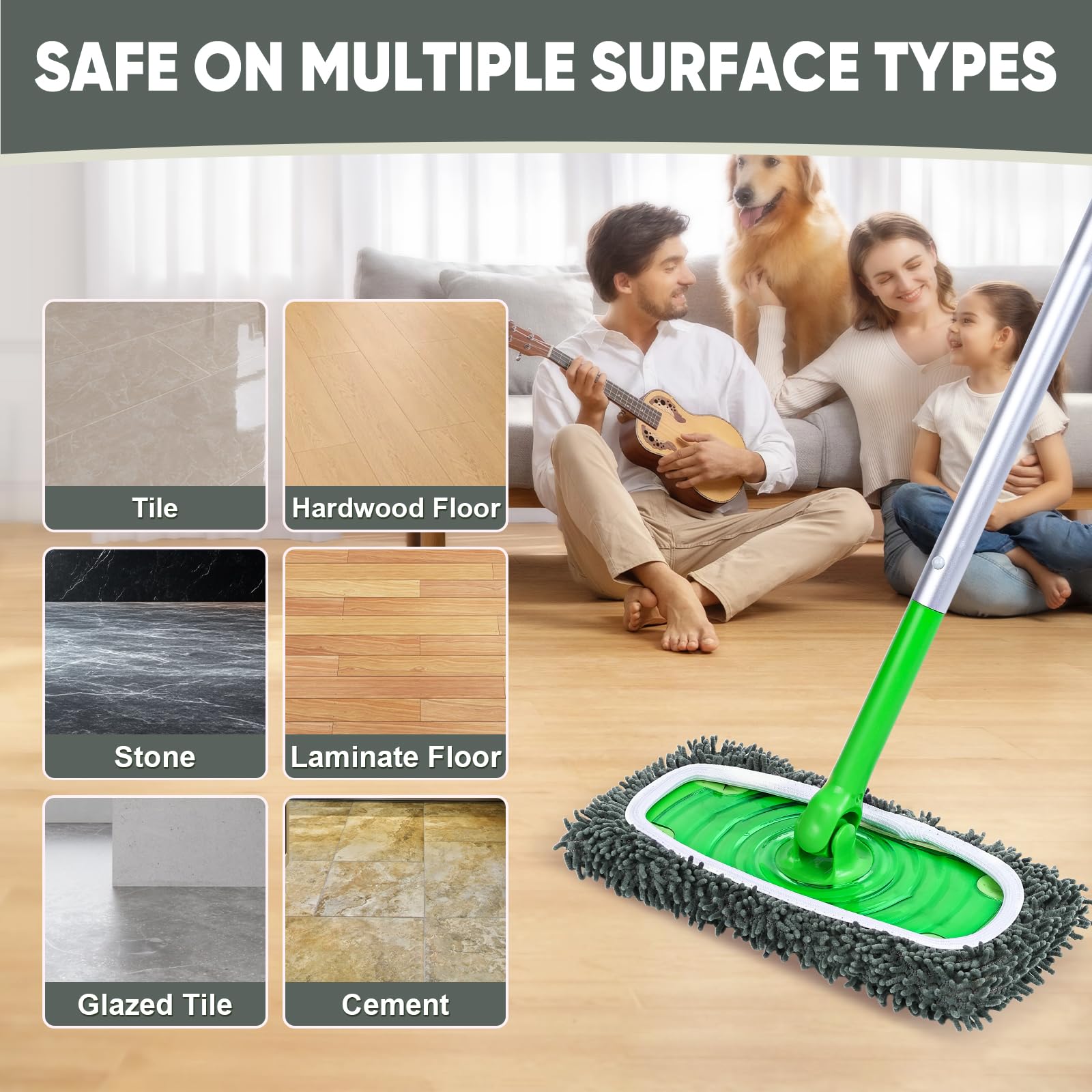 6 Pack Reusable Microfiber Mop Pads Compatible with Swiffer Sweeper (6 Count)