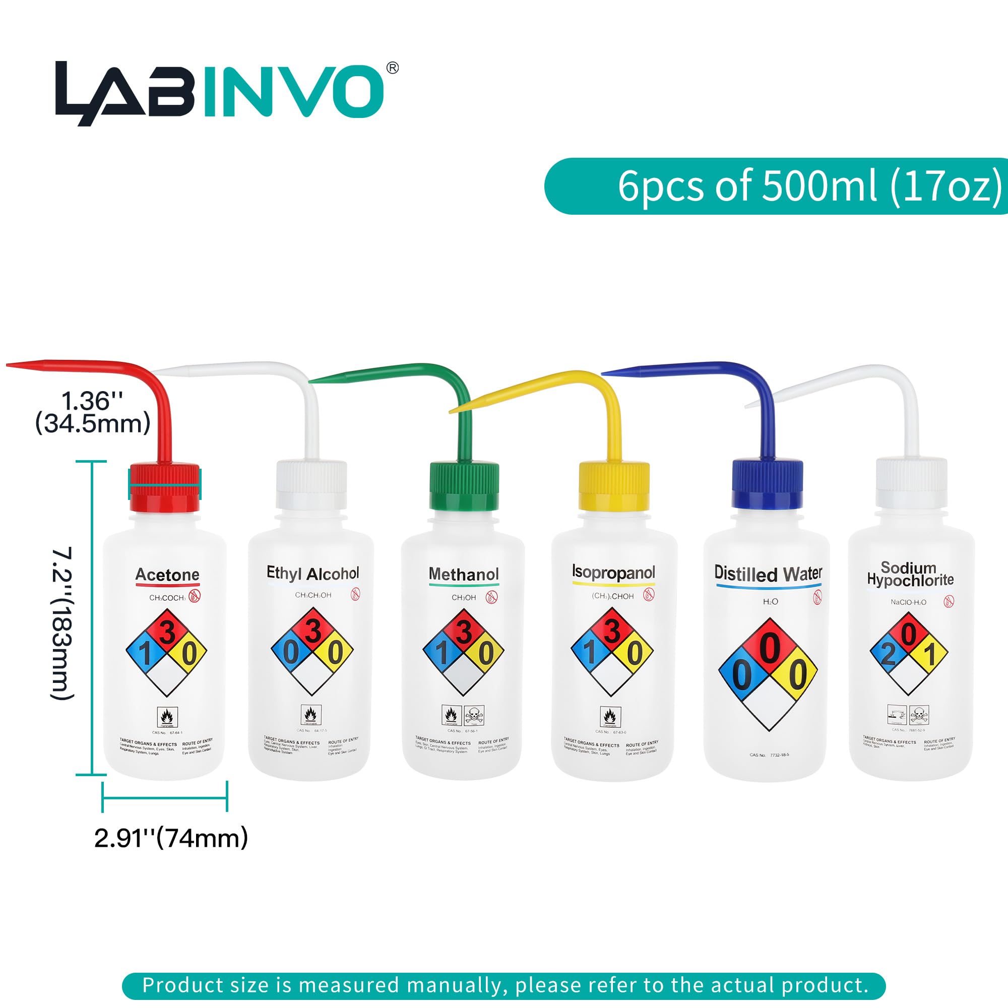 Safety Wash Bottles (6 Count)