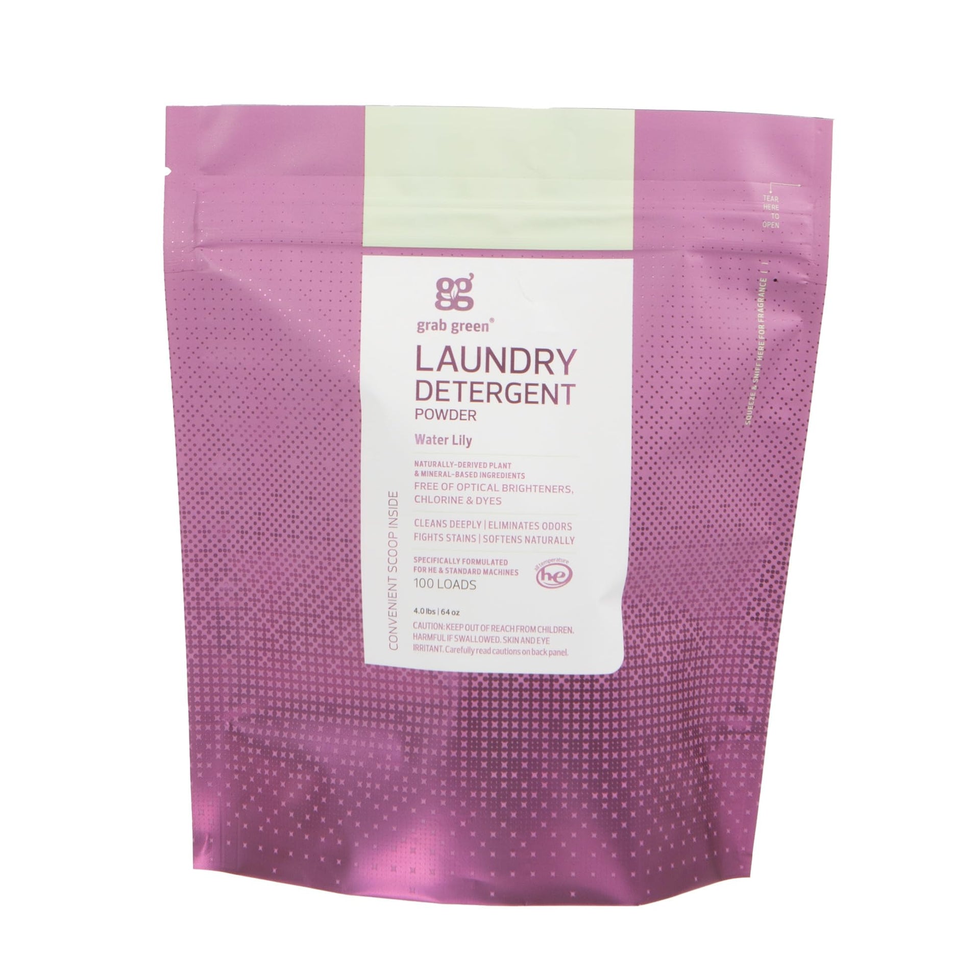 3-in-1 Laundry Detergent Powder, 4 lbs, 100 Loads, Water Lily (100 Count)