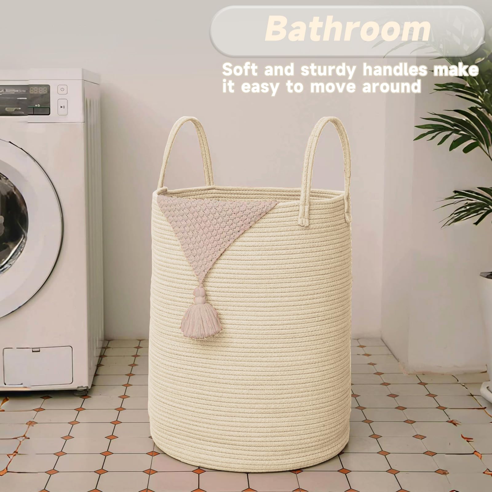 100L Cotton Rope Laundry Basket Hamper