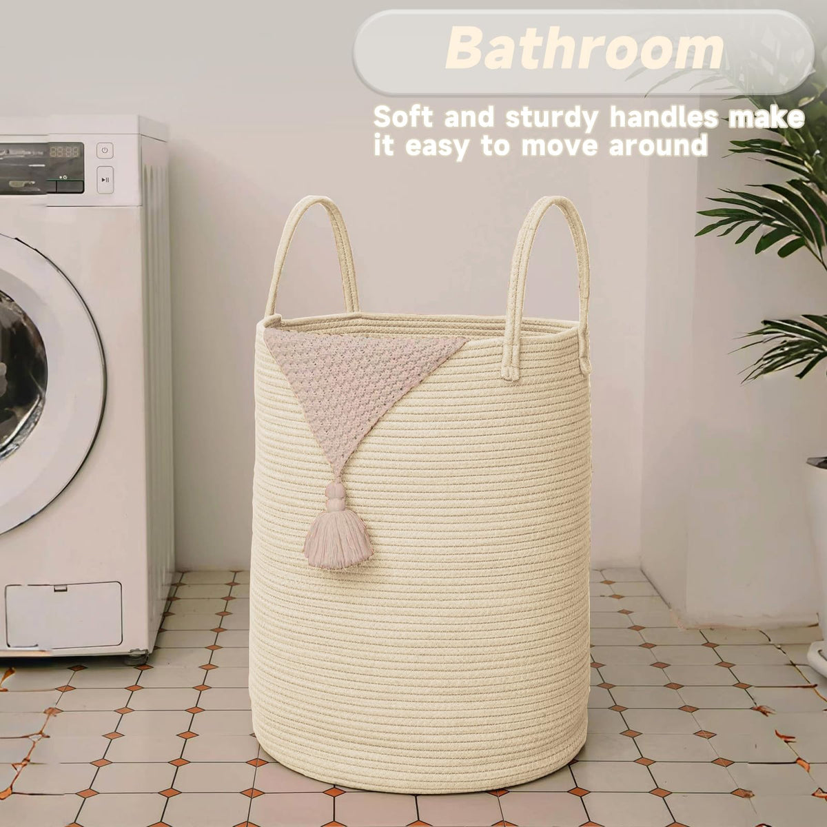60L Cotton Rope Laundry Basket Hamper