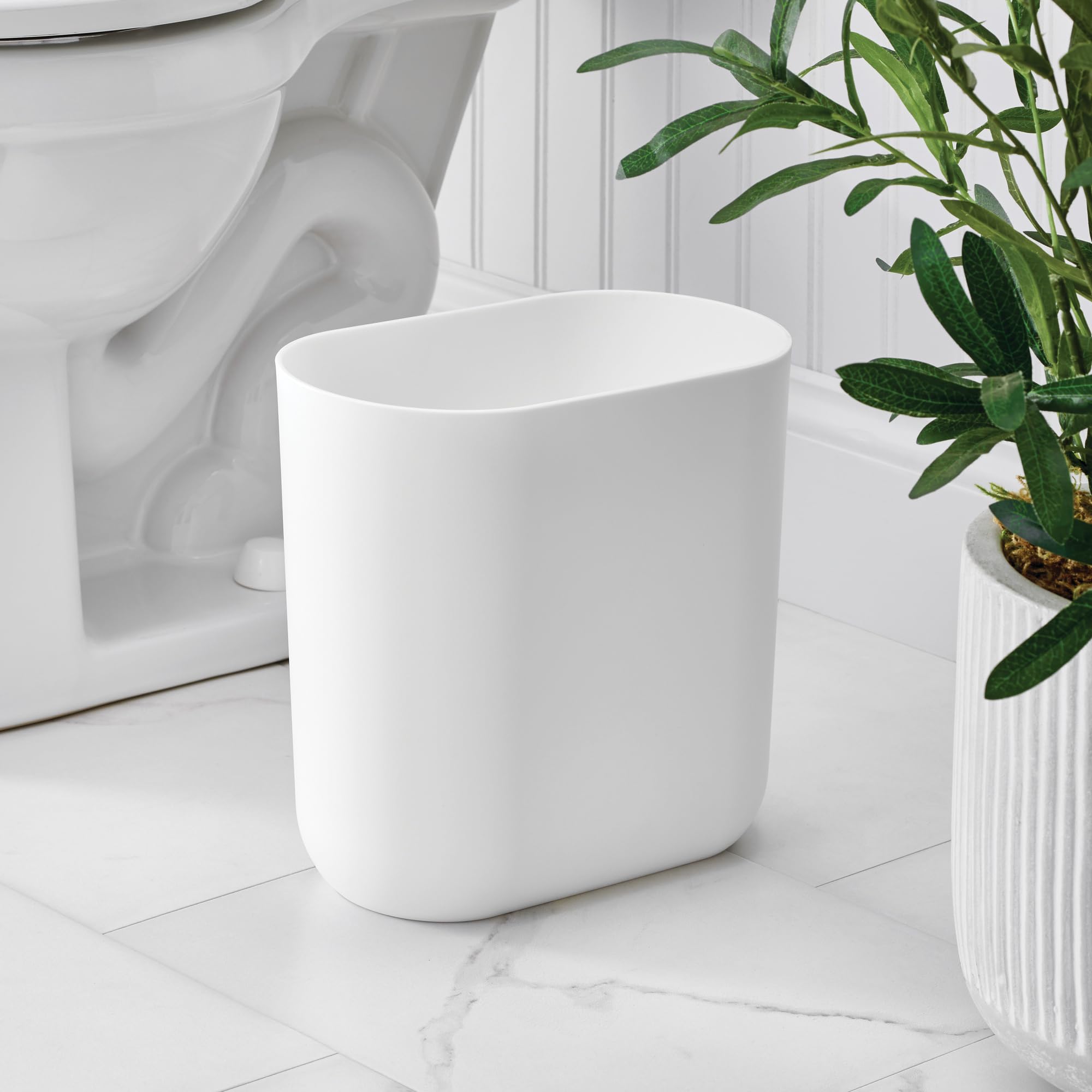 Small Slim Plastic Bathroom Trash Can (2 Count)