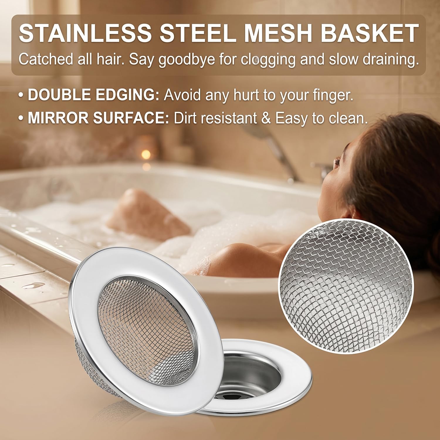 2PCS 1.50" Bathtub Hair Catcher (2 Count)