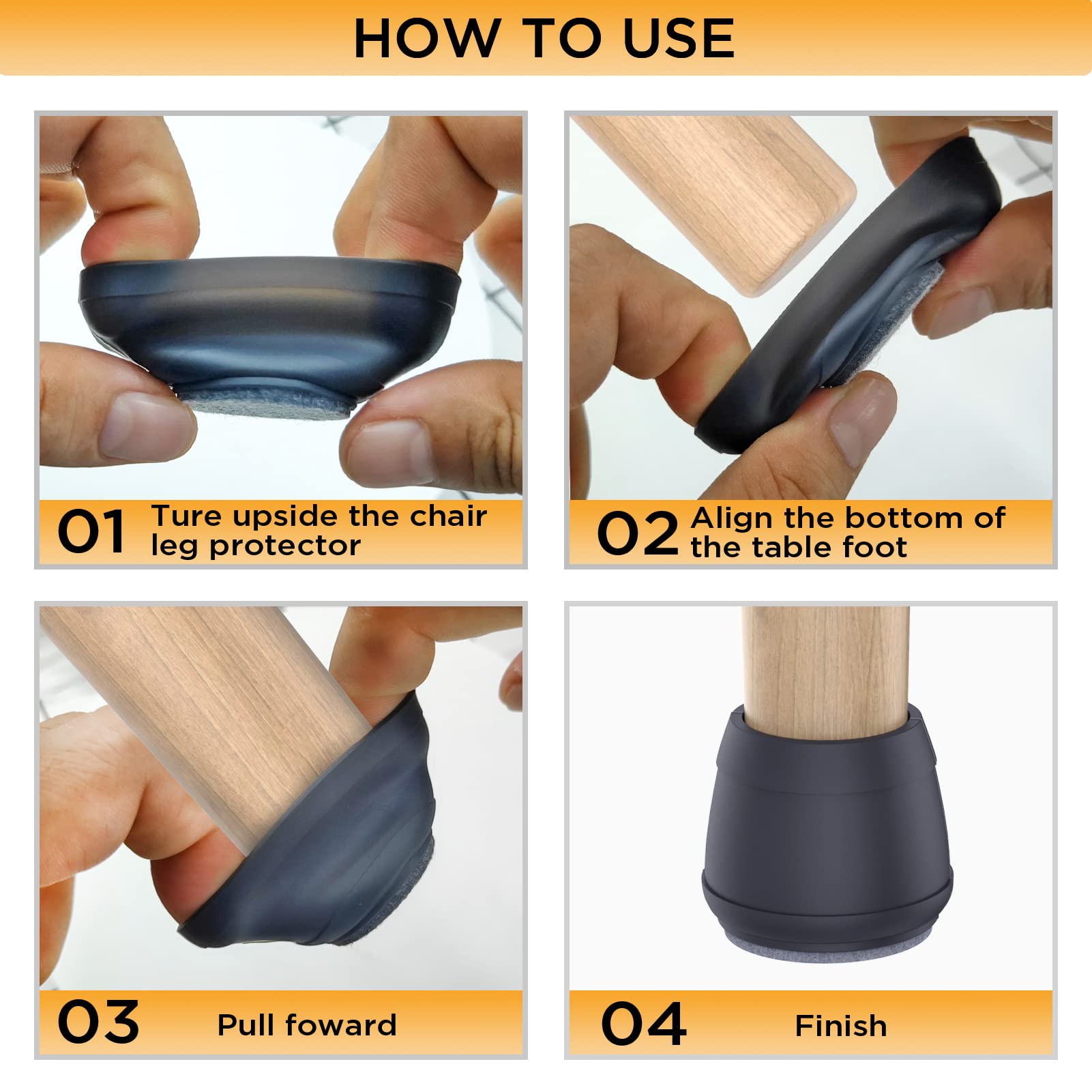 Extra Large Chair Leg Floor Protectors (16 Count)