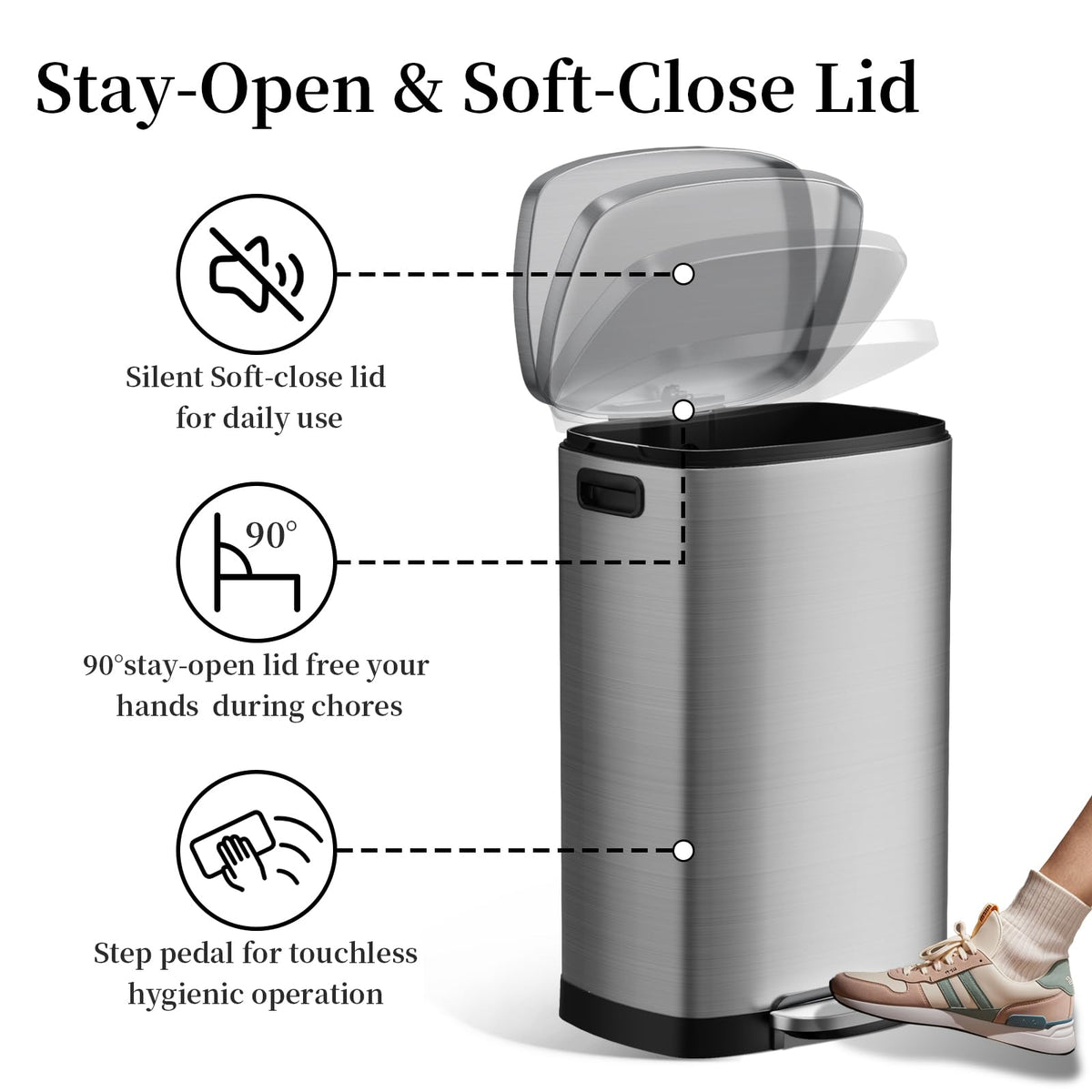 13 Gallon Trash Can with Lid