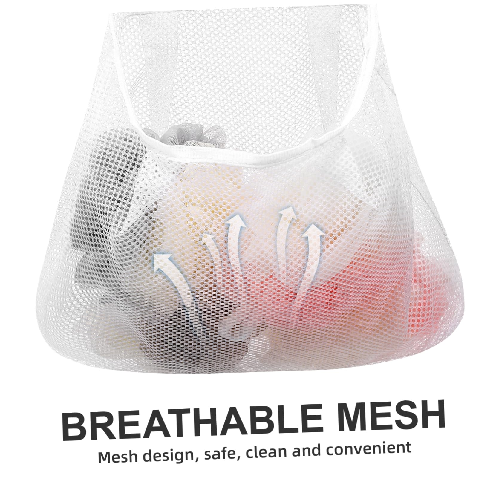 5pcs Mesh Hanging Bag Hanging Clothes Travel White Polyester Fruit