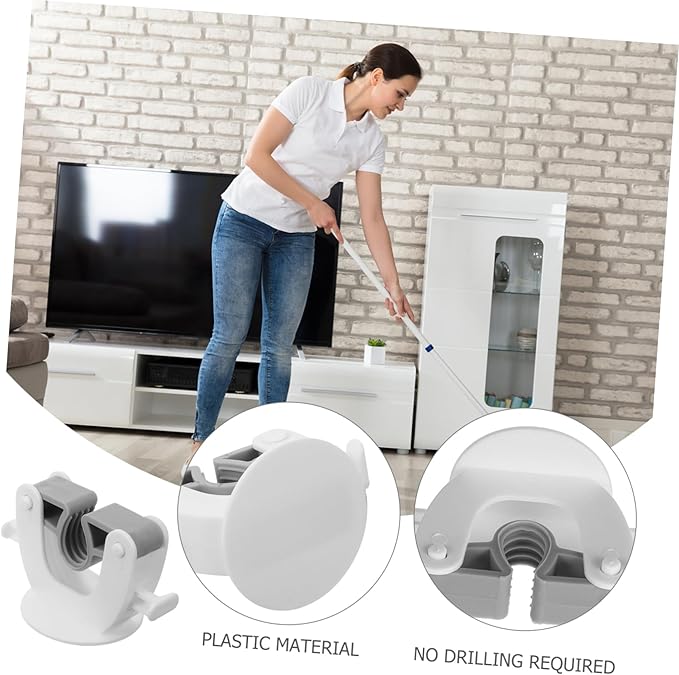 SAFIGLE Abs Mop Holder Wall Mount Drilling Broom Rack Mop Clip for Home Office Restaurant Hotel Random Color