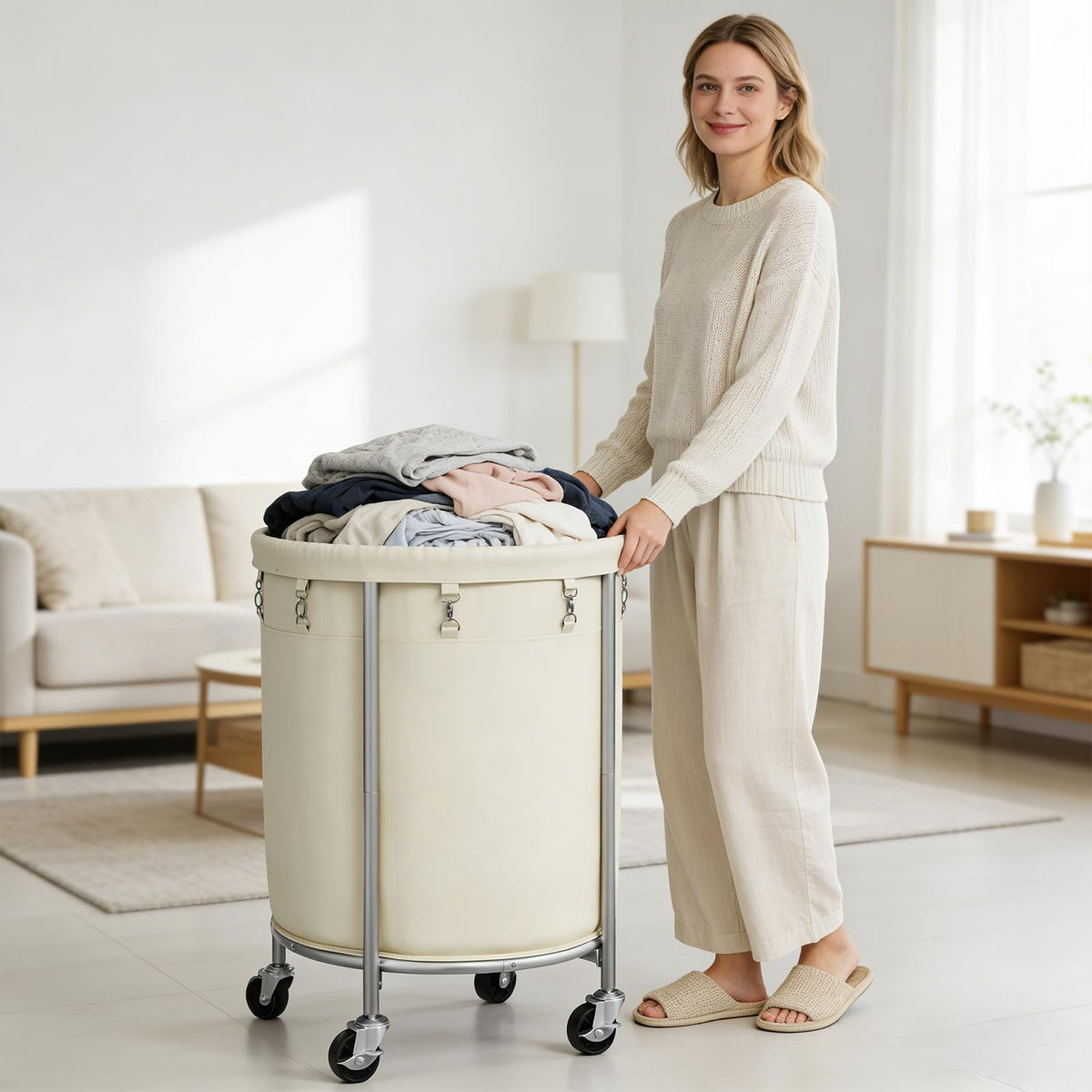 Laundry Basket with Wheels