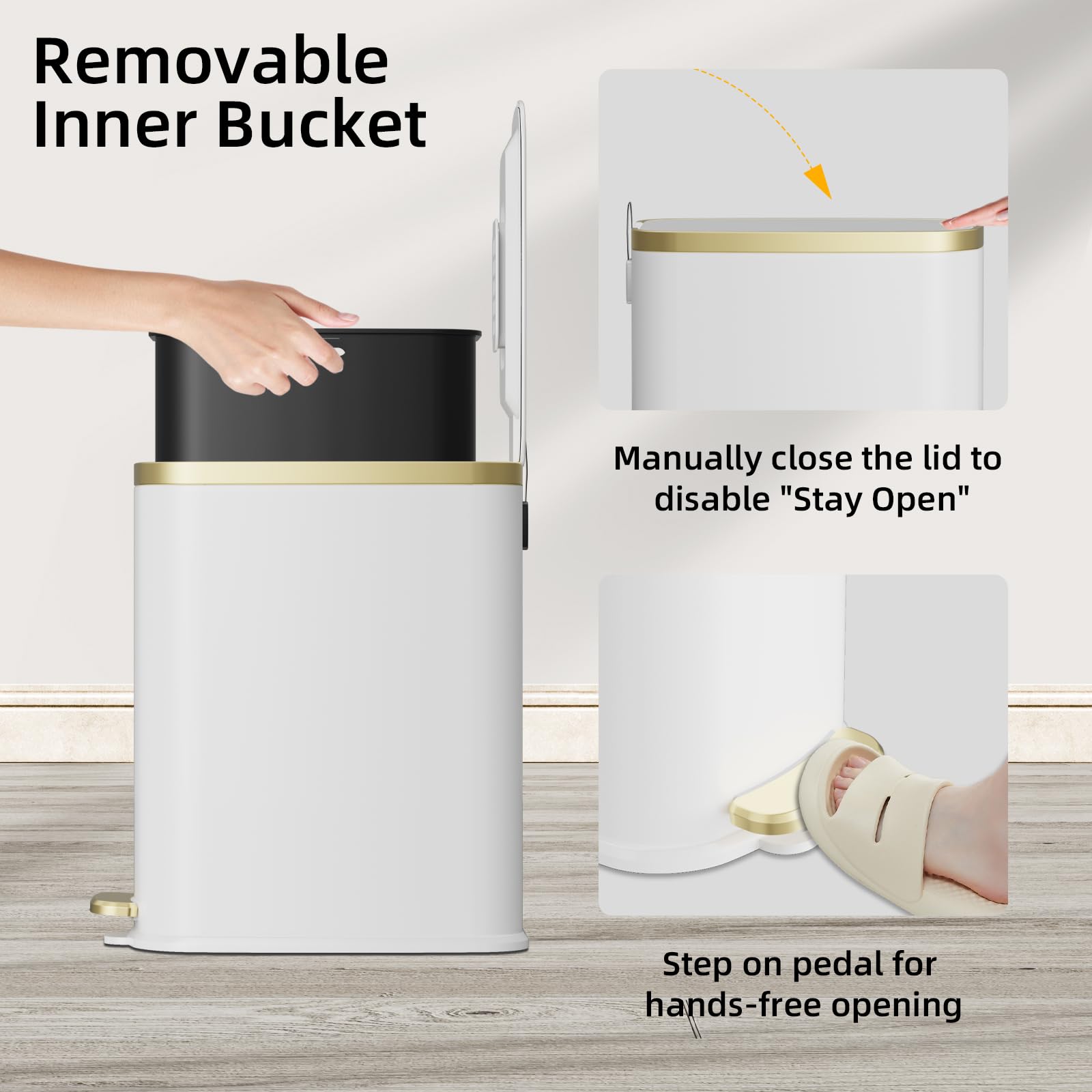 Small Bathroom Trash Can with Lid Soft Close