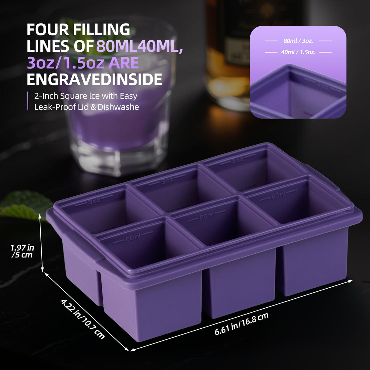 Large Ice Cube Trays for Whiskey (9.9 Ounce)