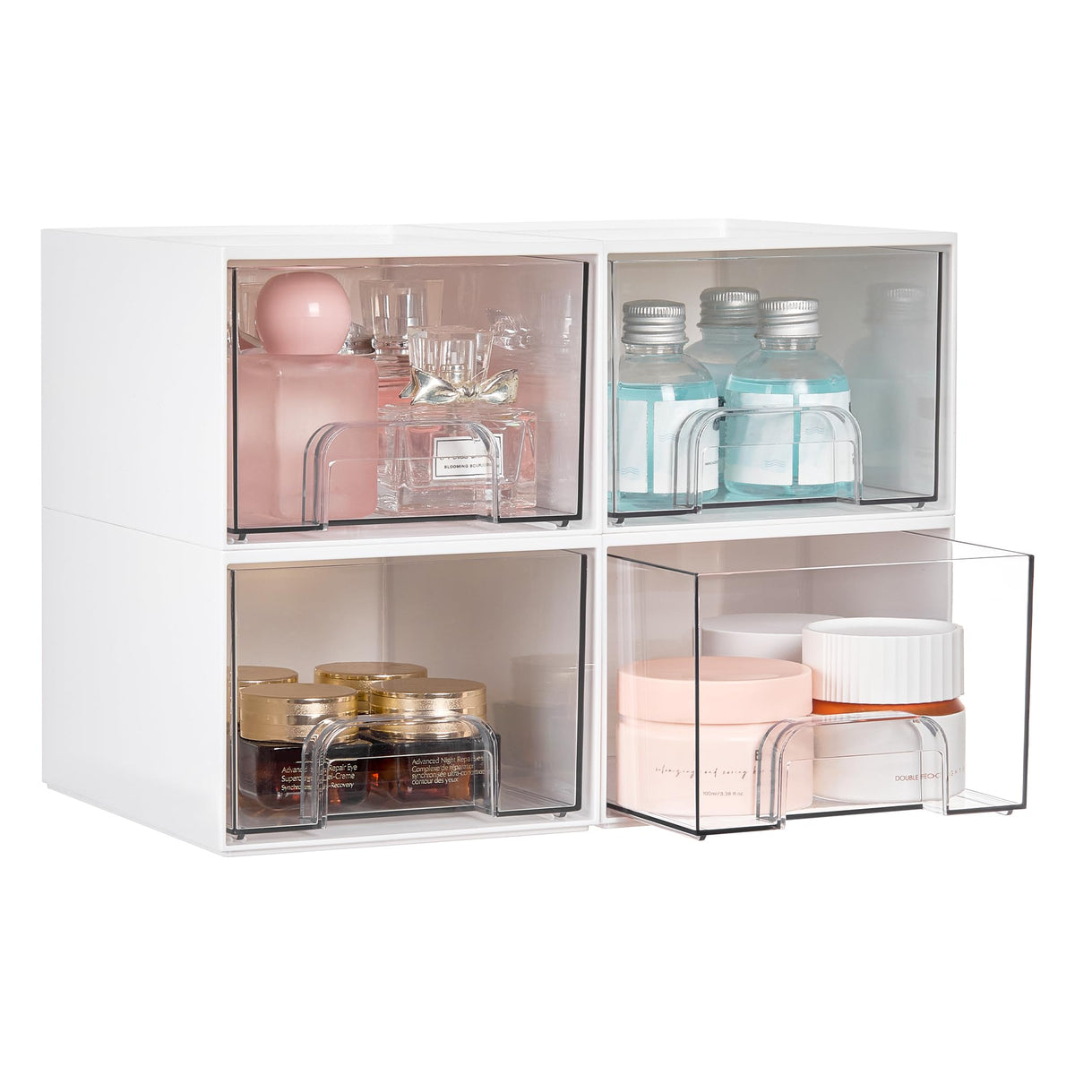 4 Pack Small Stackable Storage Drawers (4 Count)