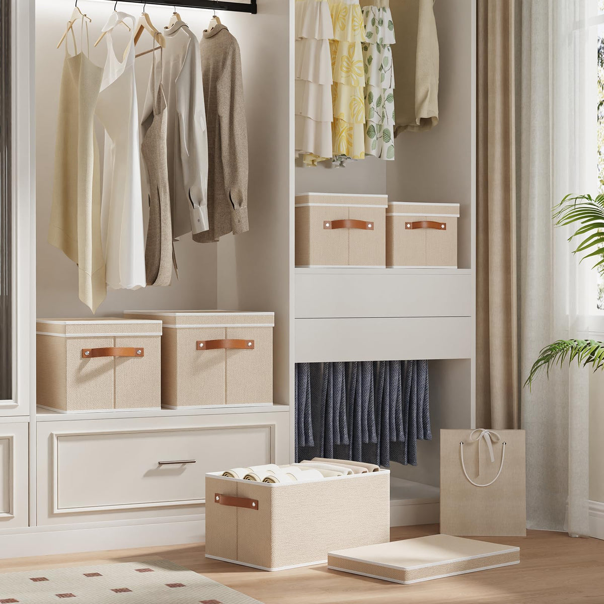Beige Foldable Storage Bins
