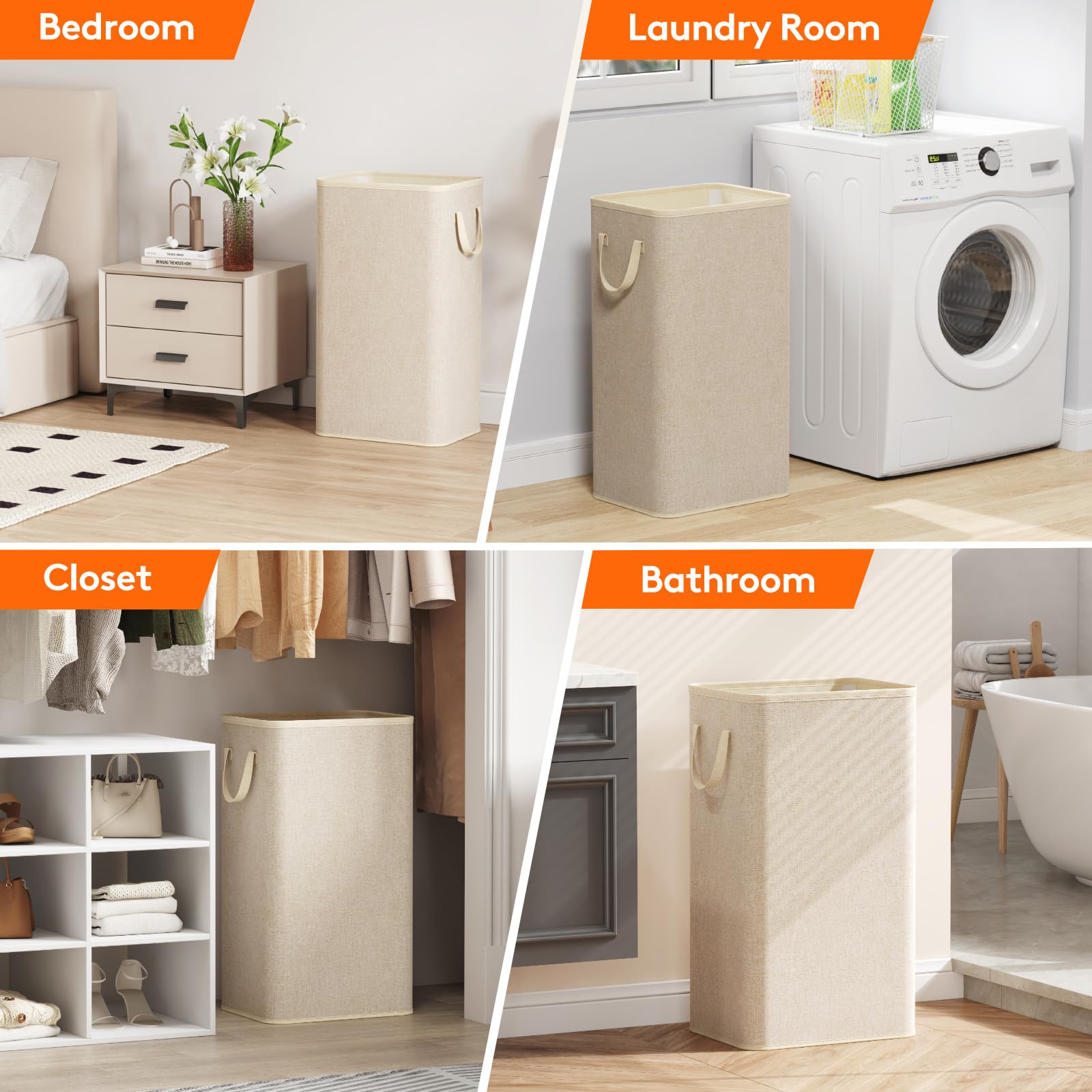 100L Large Laundry Basket with Handles