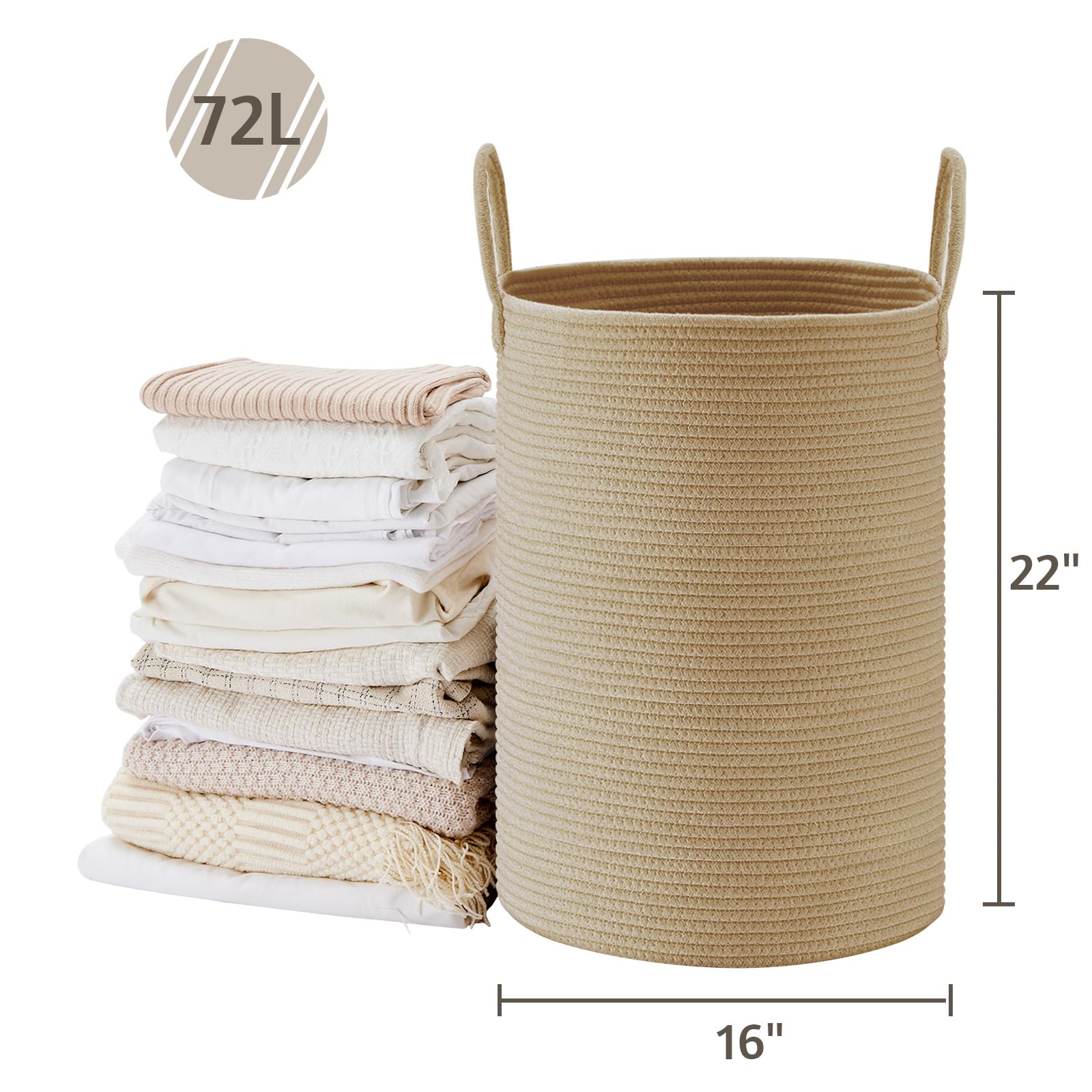 72L Tall Woven Laundry Basket Hamper