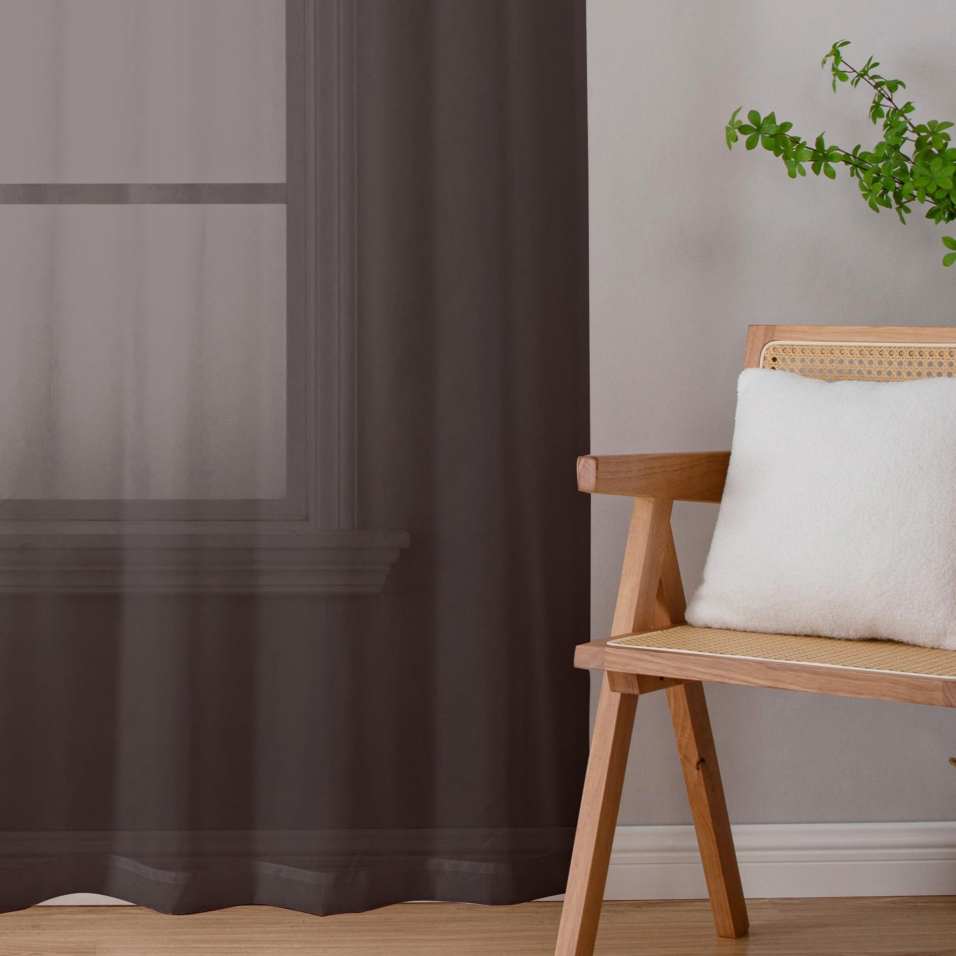Chocolate Brown Sheer Curtains 78 Inches Long 2 Panels Set for Living Room (2 Count)