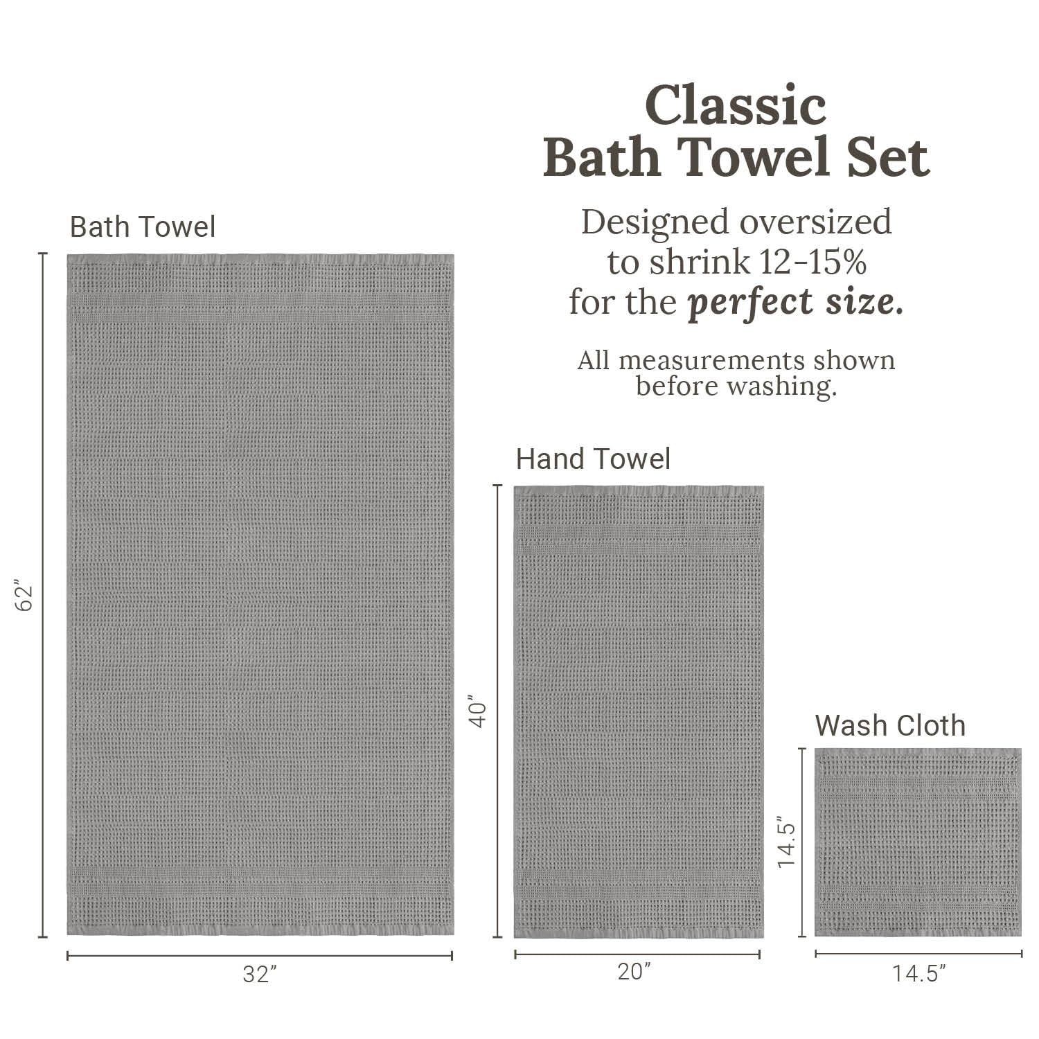 Waffle Towel Set Quick Dry Thin