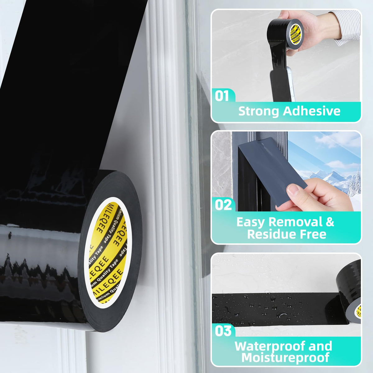 Window Weather Stripping Door Seal Tape1Pack x 2.76Inch x 33FT
