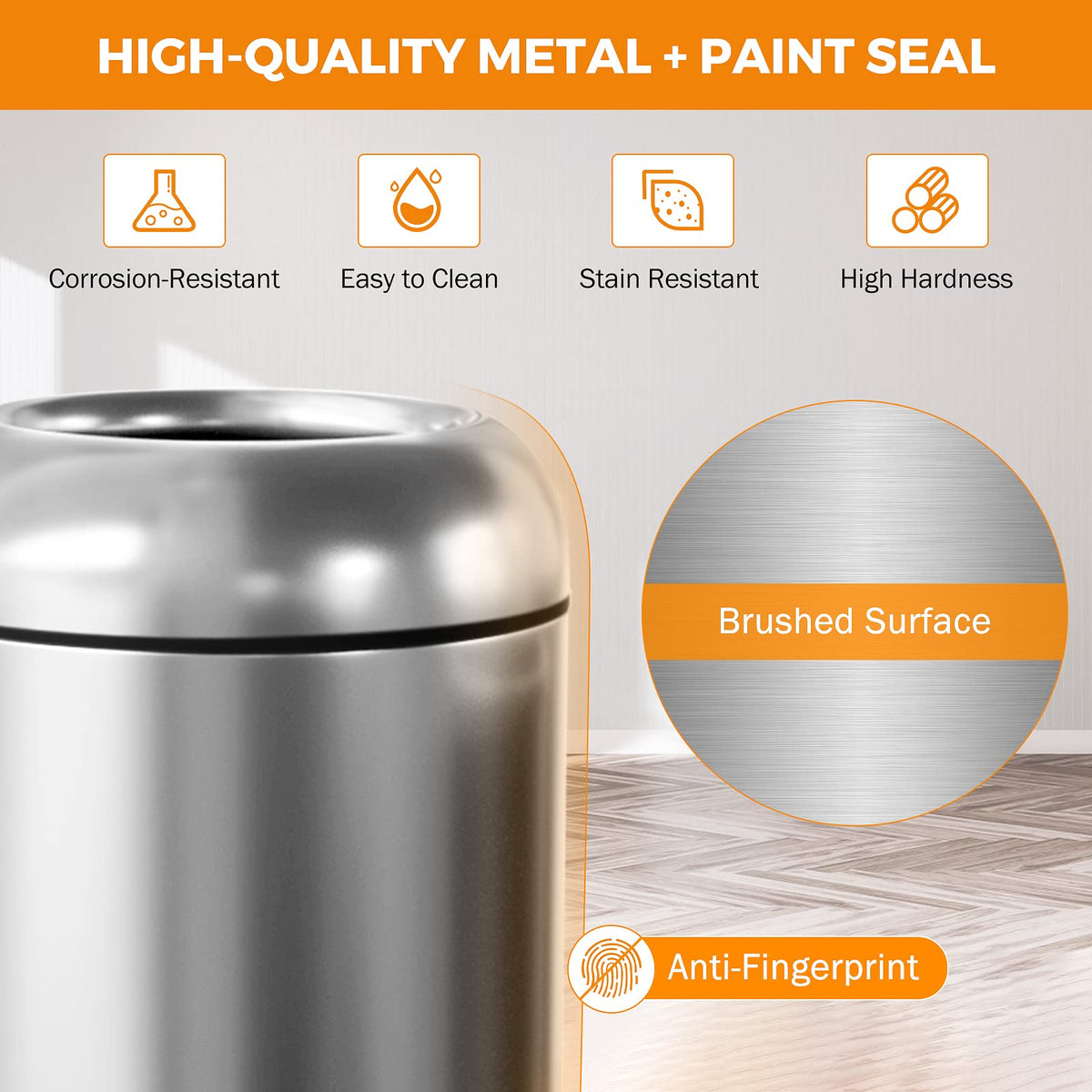 16.5Gal Open Top Trash Can with Lid