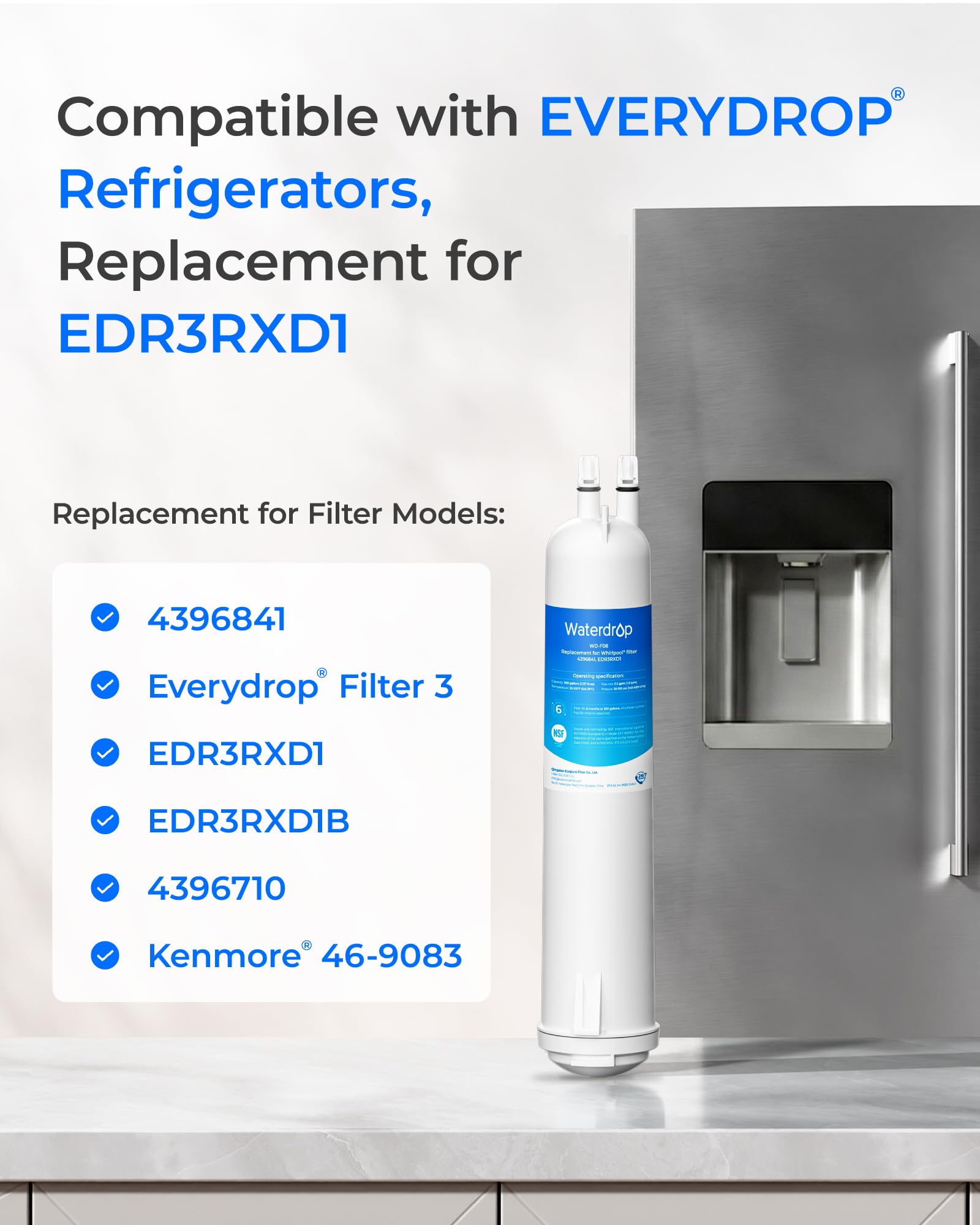 EDR3RXD1 Water Filter Replacement for Everydrop® Filter 3 (2 Count)