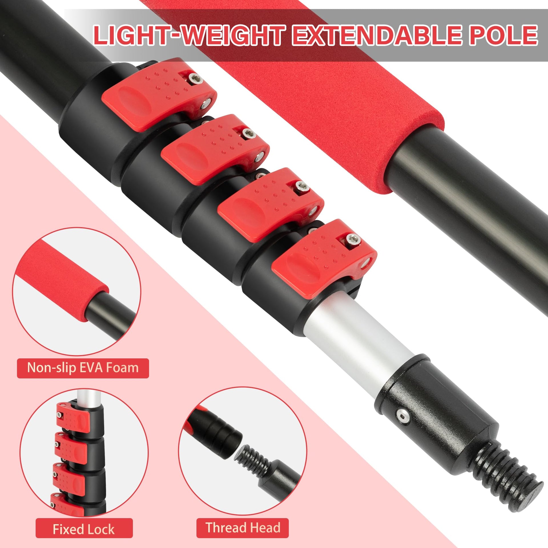 7 24 FT Extension Pole with 2 Outdoor Cobweb Brushes (6 Count)