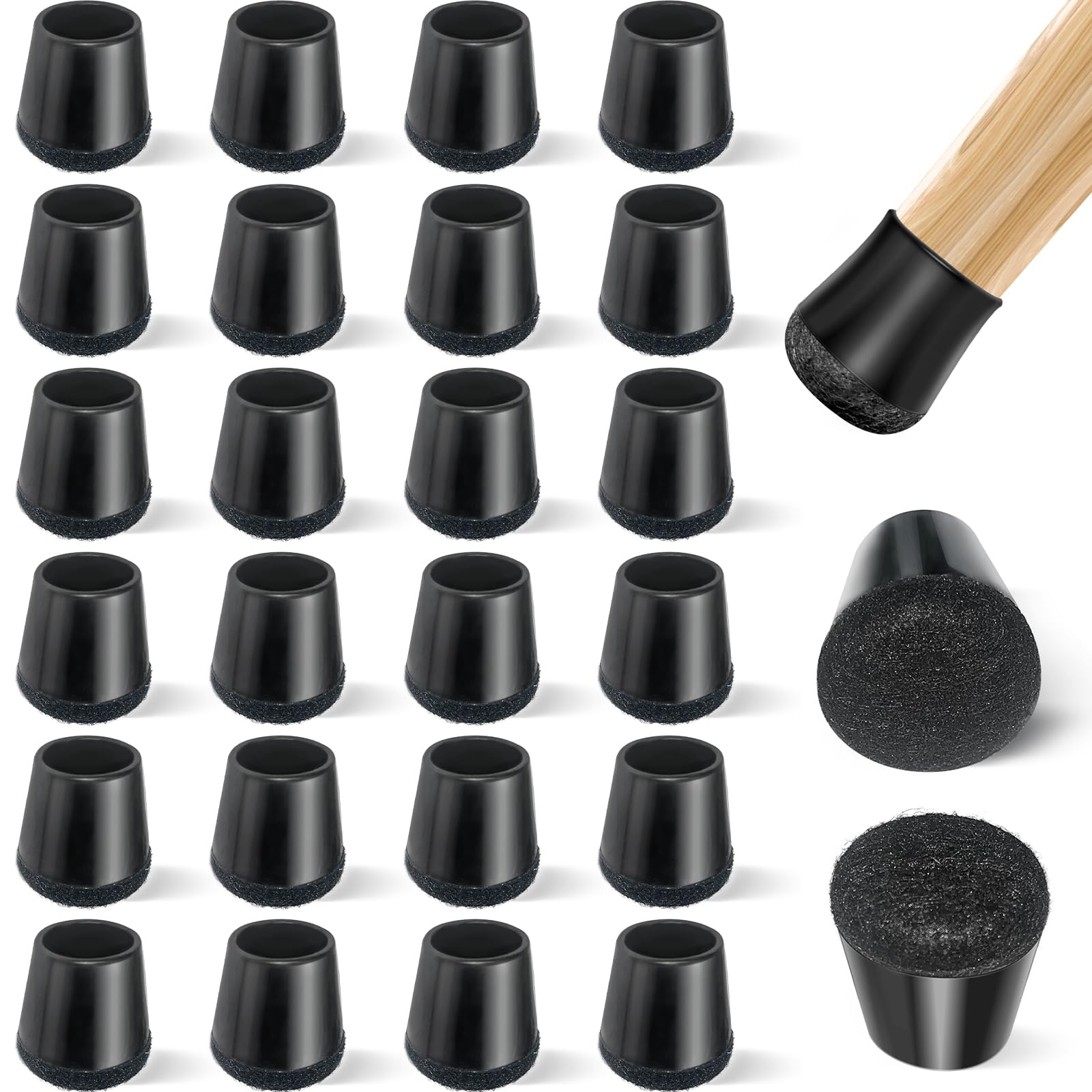 24 PCS Silicone & Felt Chair Leg Floor Protectors (24 Count)