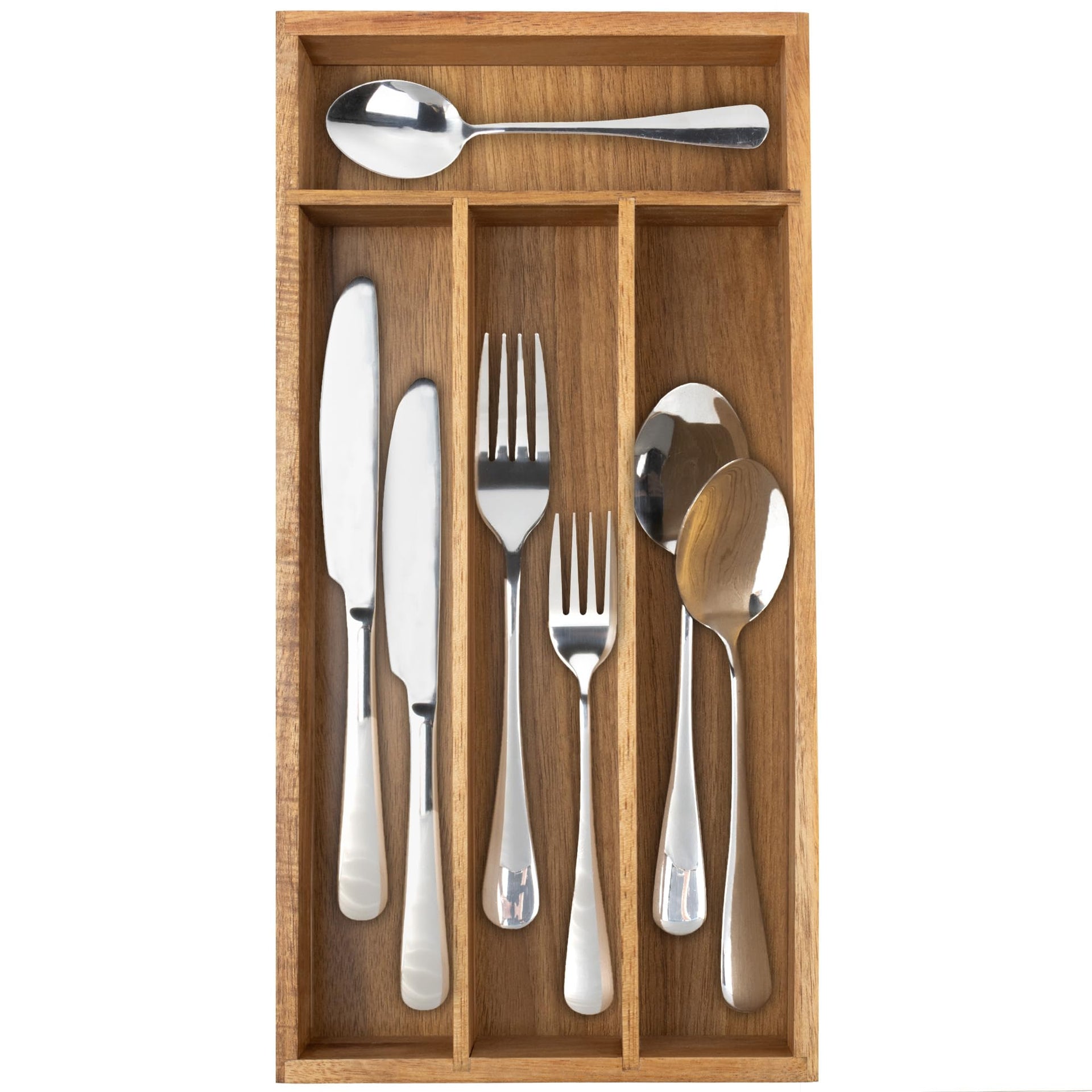 Acacia 4 Slot Silverware Drawer Organizer