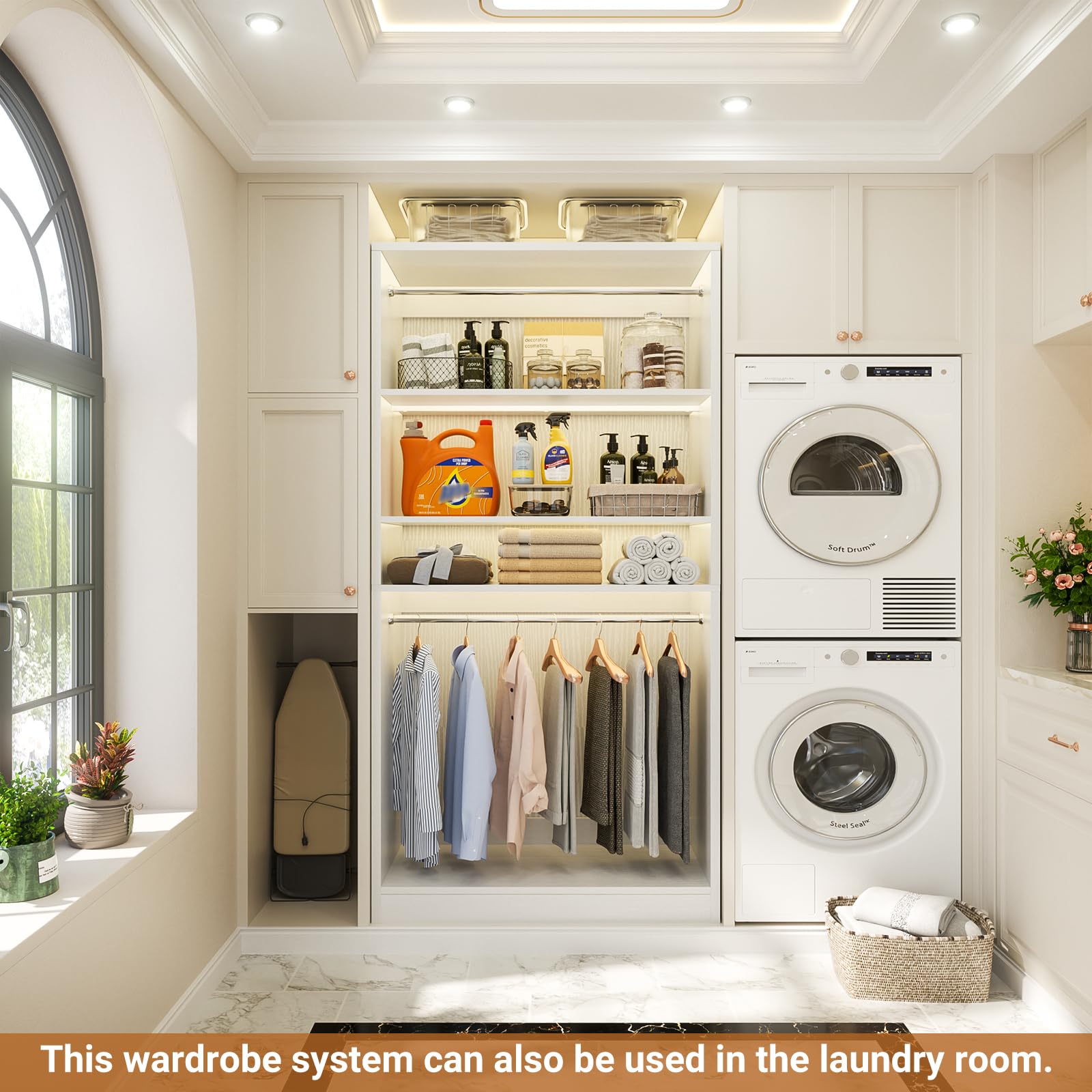3FT Freestanding Closet System with 2 Hanging Rods & Adjustable Shelve