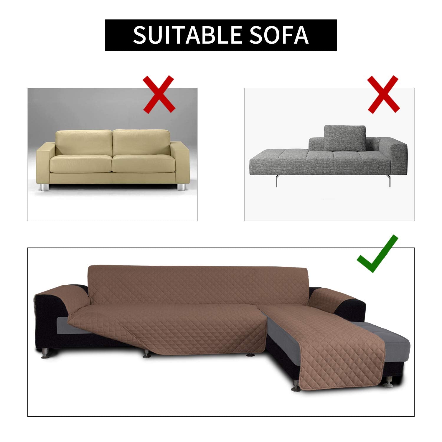 Reversible L Shape Sectional Couch Cover