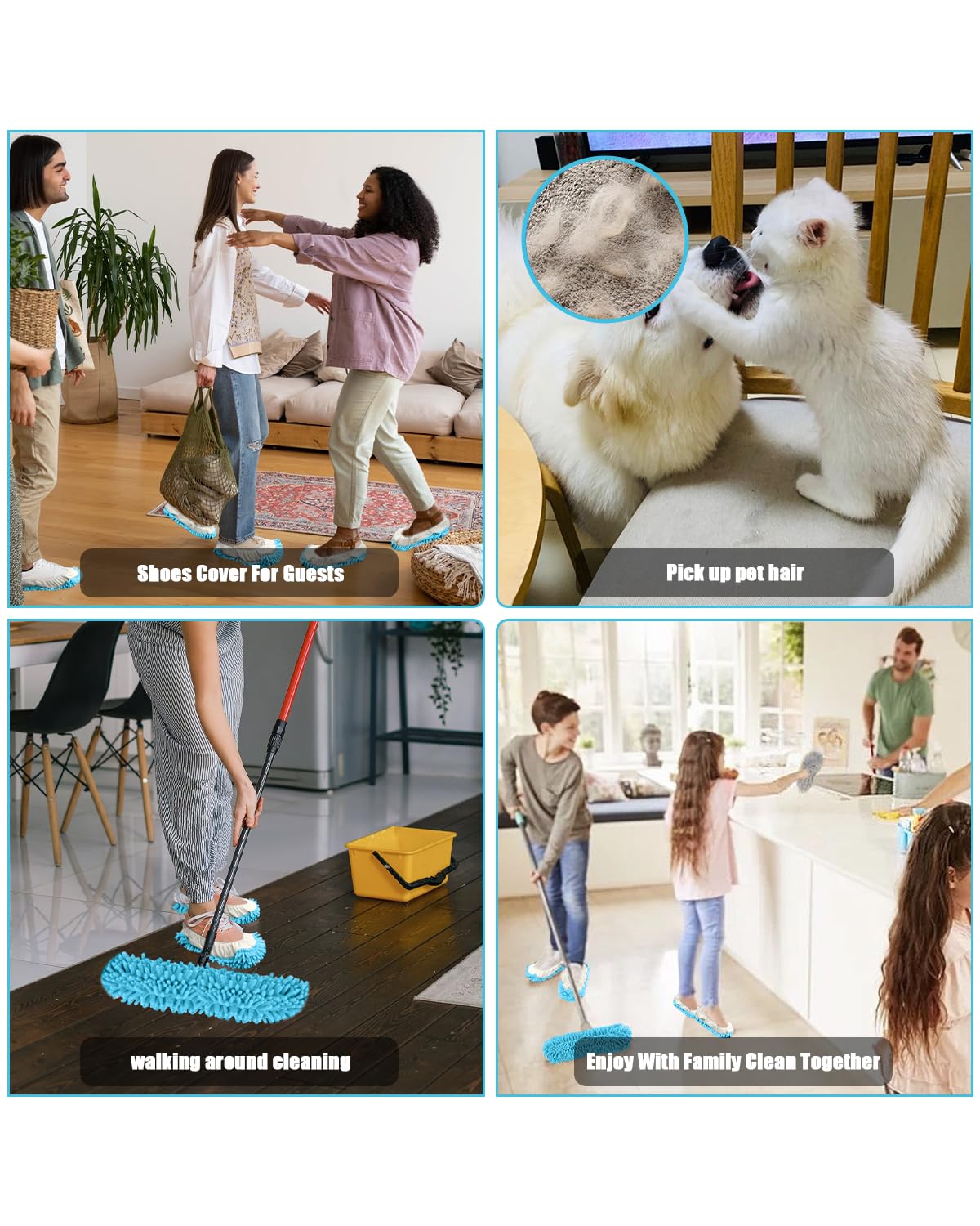 8 Pcs Mop Slippers Socks Floor Cleaning (8 Count)