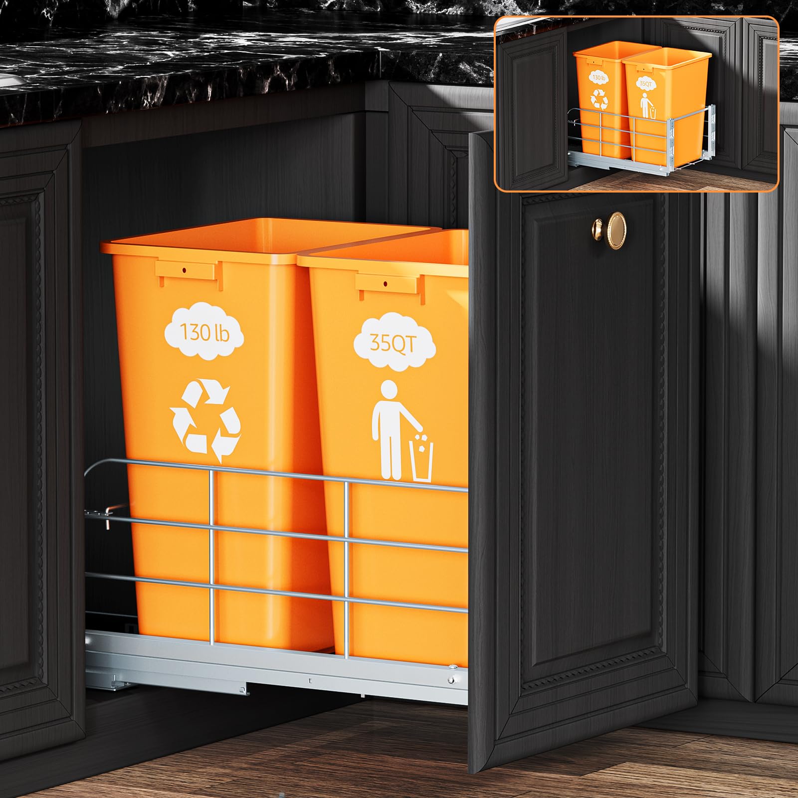 Double Pull Out Trash Can Under Cabinet