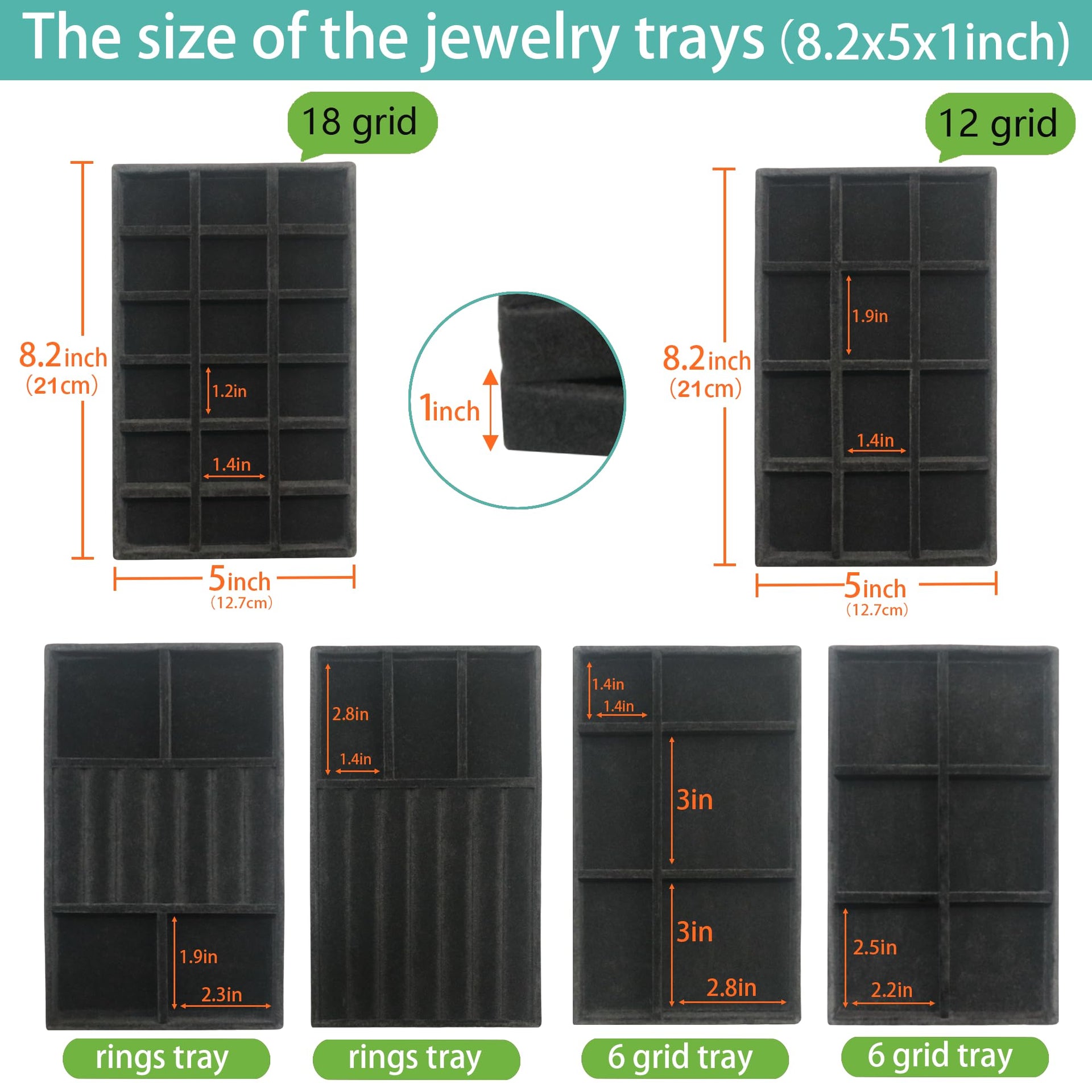 Jewelry Organizer Drawer 8 Set Jewelry Boxes Velvet Jewelry Drawer Organizer Stackable Jewelry Tray for Earring Necklace Display (8 Count)