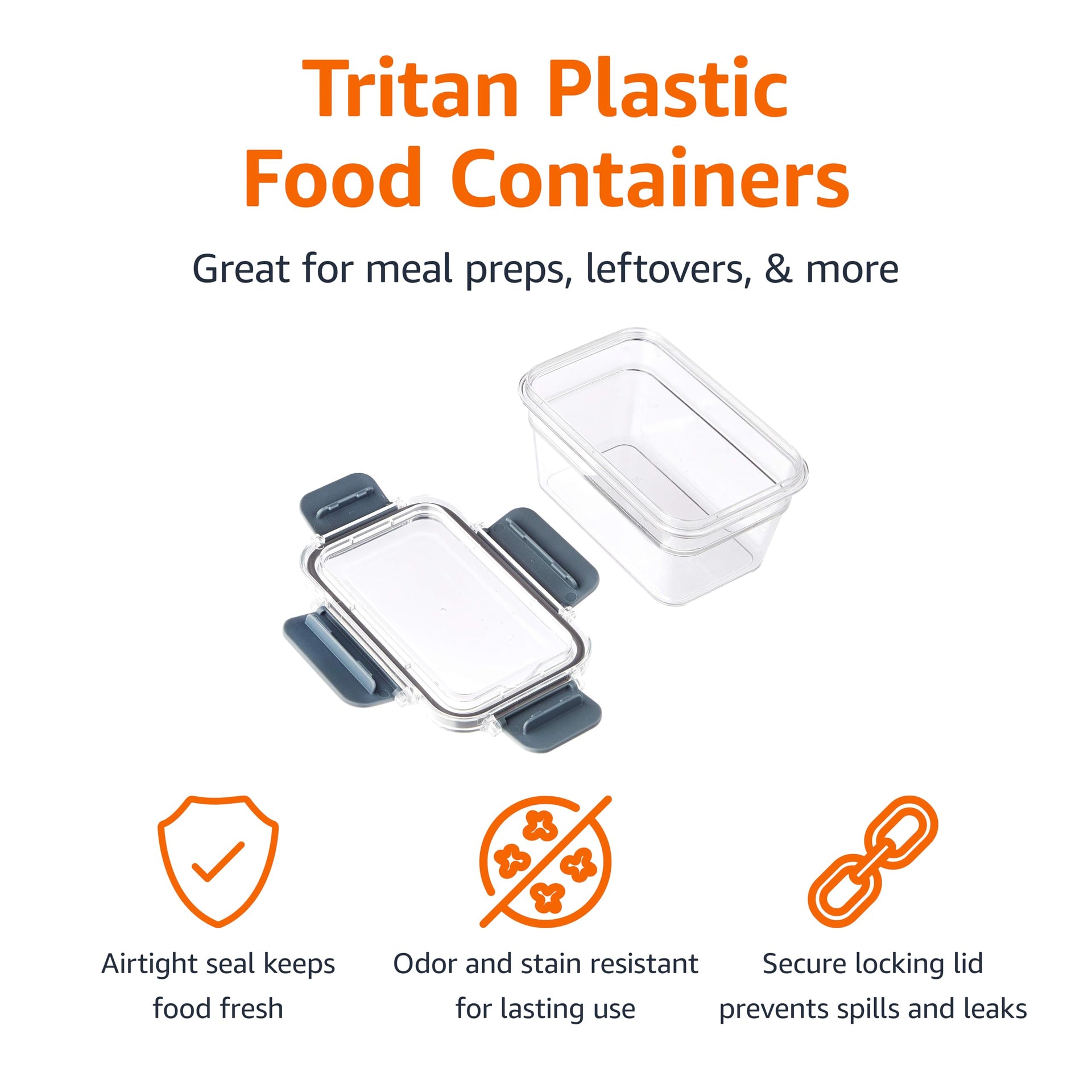 Tritan Plastic Food Storage Containers with Airtight Locking Lids (11 Count)