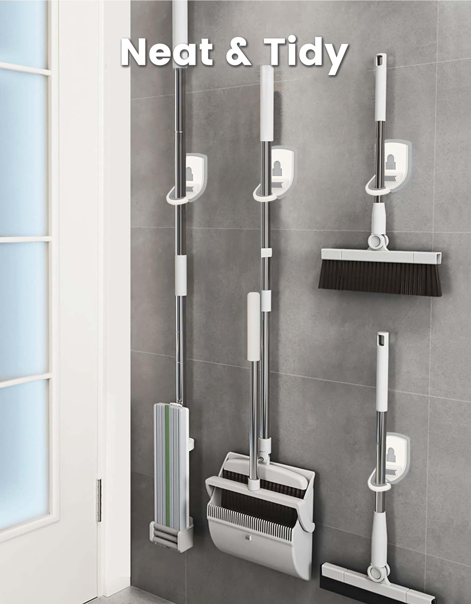 Broom Holder Wall Mount Self Adhesive (5 Count)