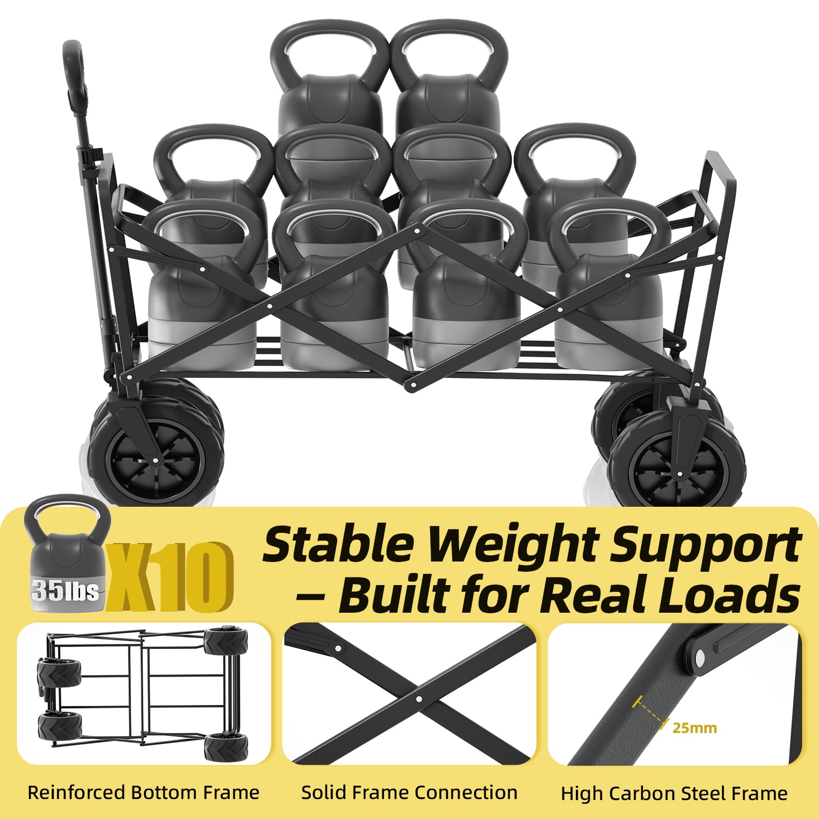 Wagons Carts Foldable Heavy Duty 350L Cap for Camping