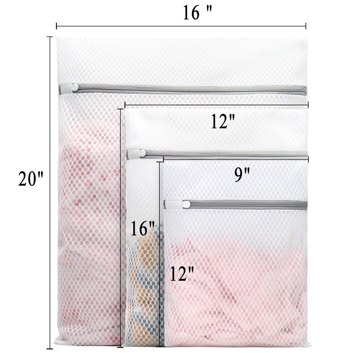 3Pcs Durable Honeycomb Mesh Laundry Bags for Delicates