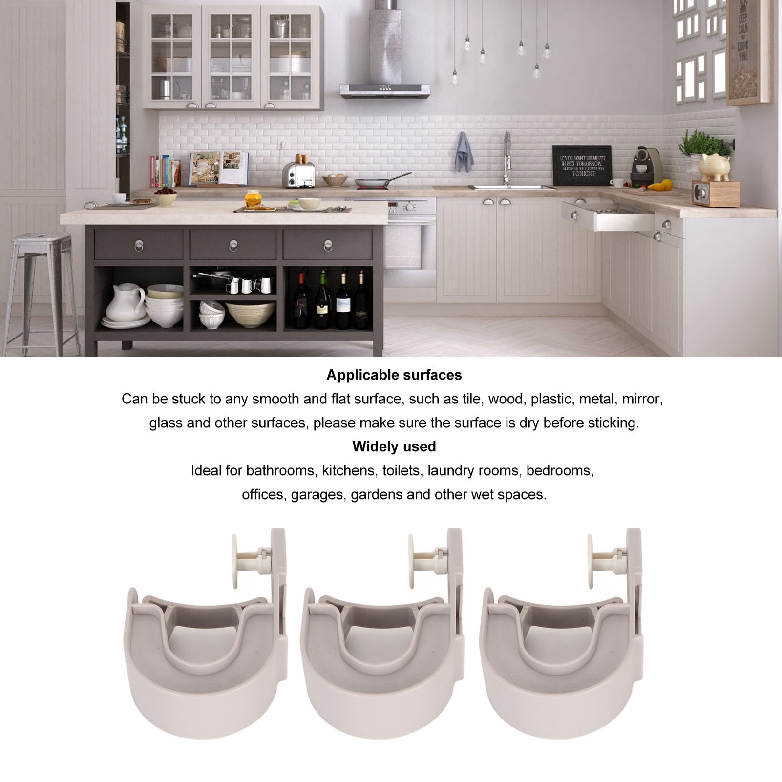 Broom Holder 3 PCS Wall Mount Mop Organizer Gripper