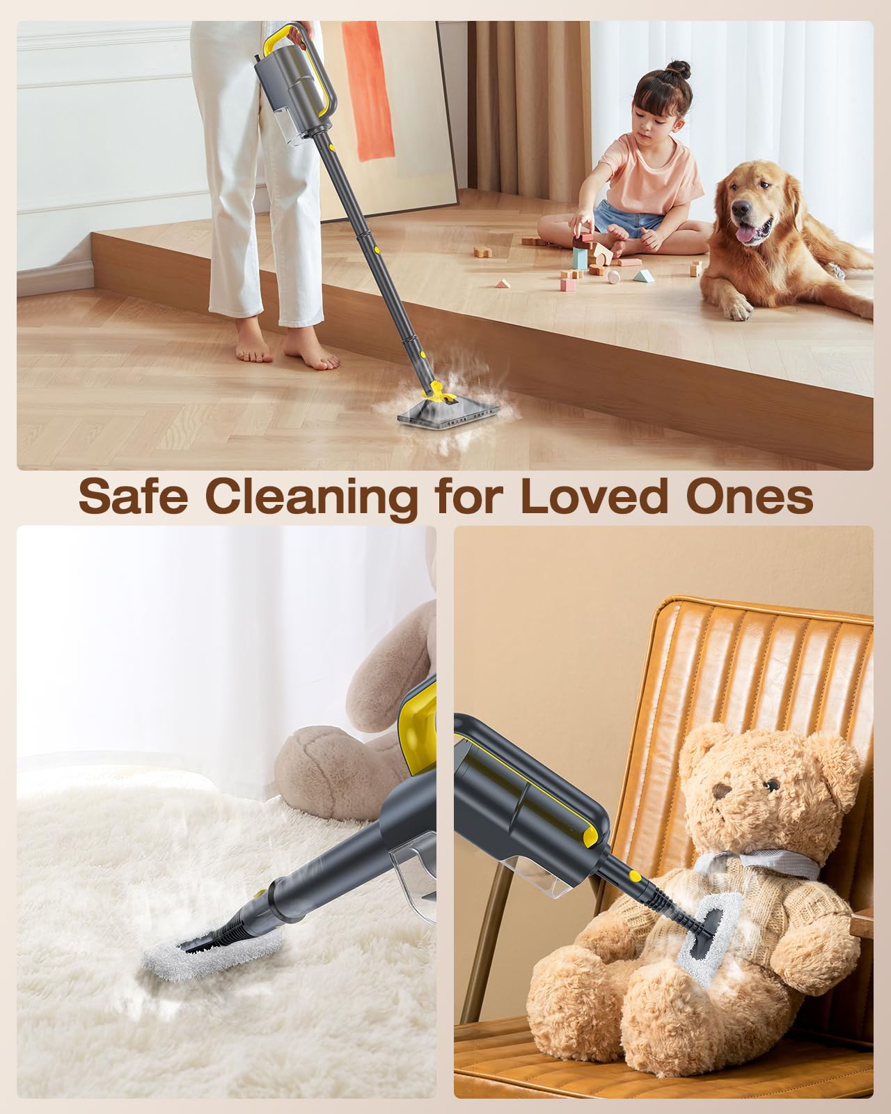 10-in-1 Steam Mop, Detachable Handheld Steam Cleaner for Multi-Surface