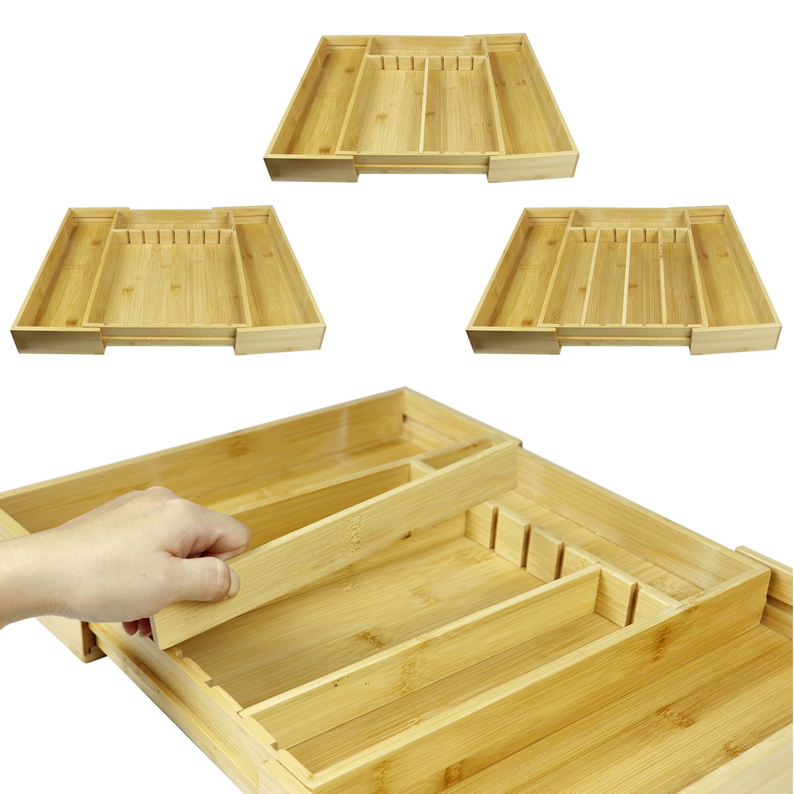 Bamboo Adjustable Drawer Organizer