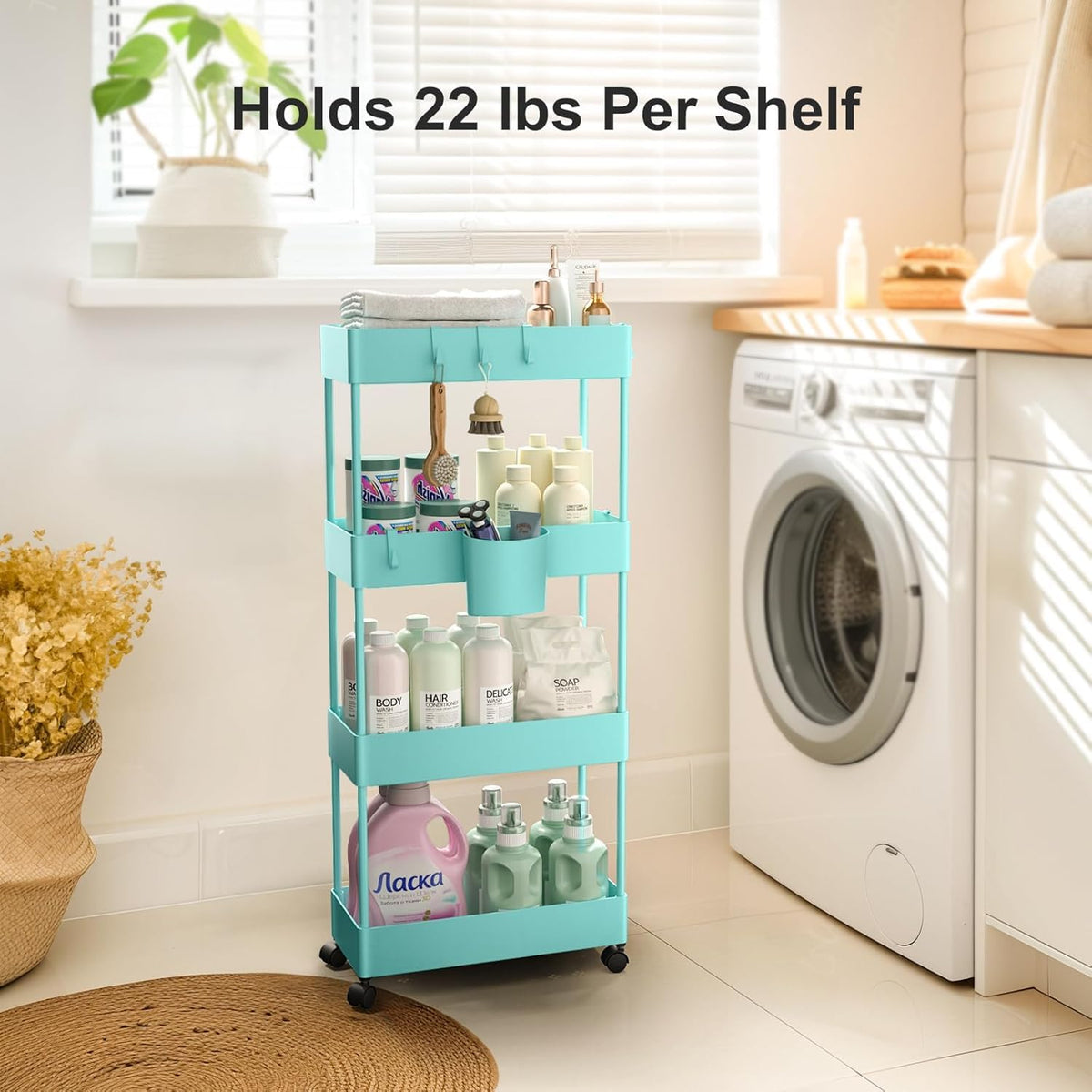 4 Tier Slim Storage Cart with Wheels