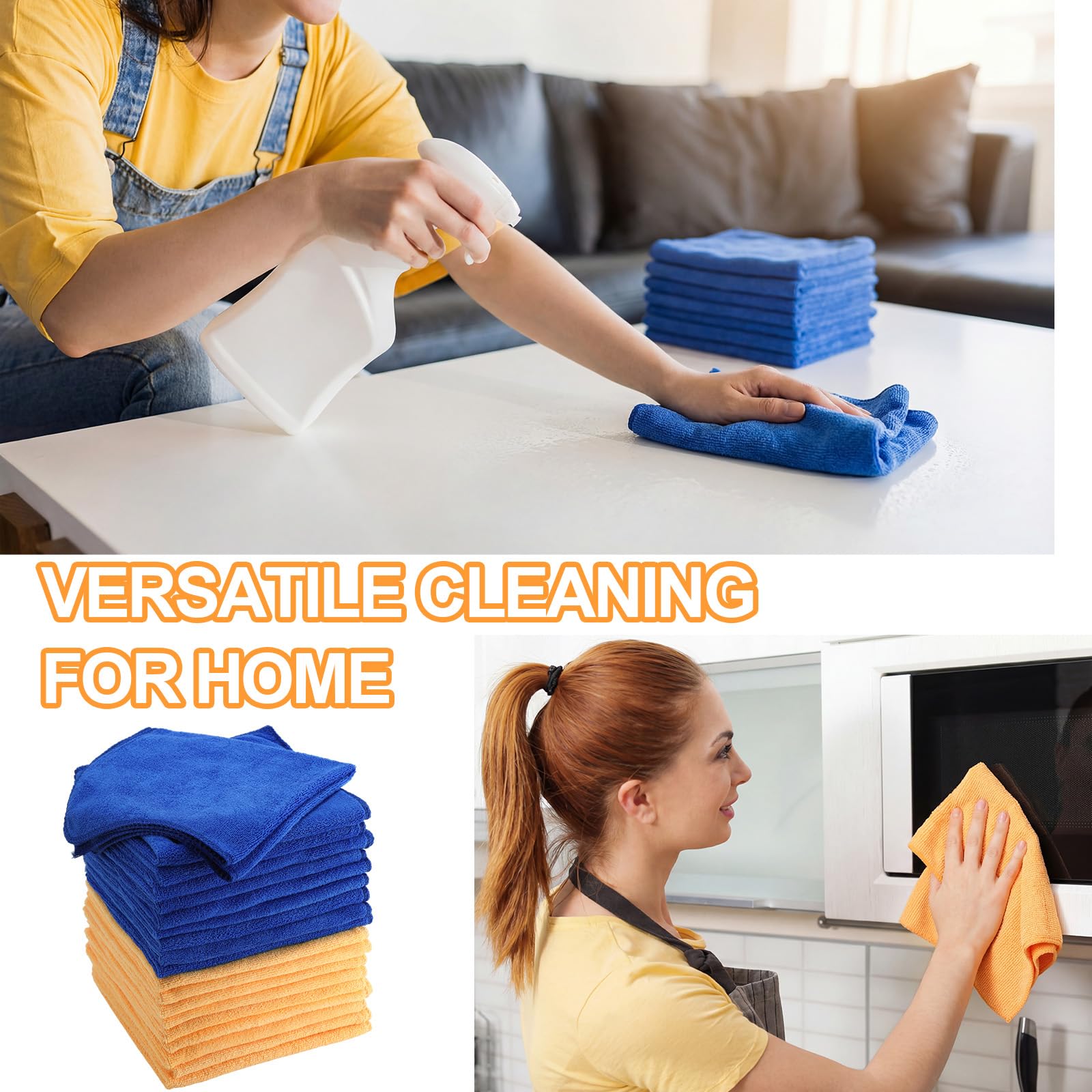 60 Pcs Microfiber Cleaning Cloths for Cars 16 x 16 Inch Ultra Absorbent Car Towels Drying Reusable Cleaning Supplies House Kitchen Window Microfiber Towel (60 Count)