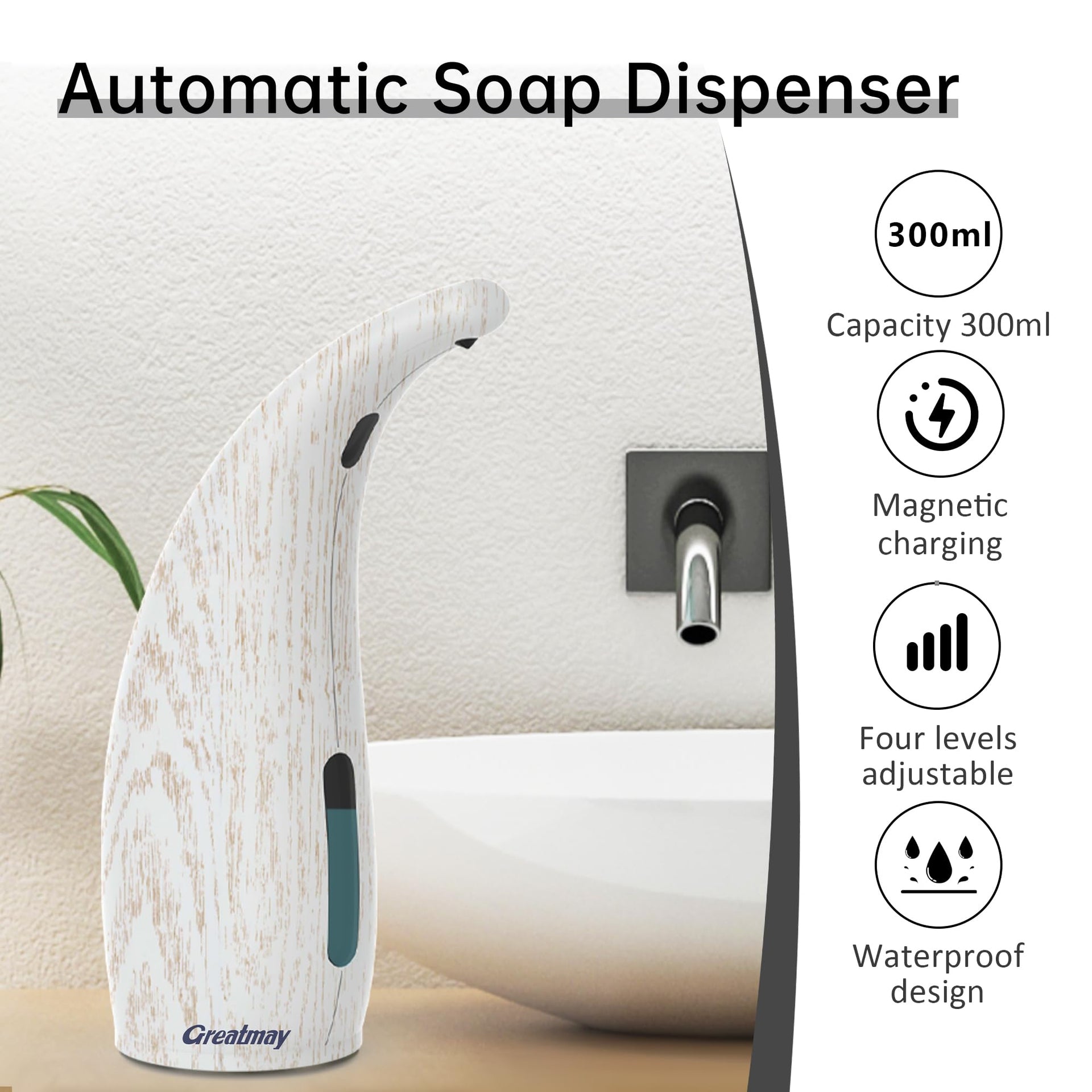 Automatic Soap Dispenser Touchless Rechargeable 10 oz