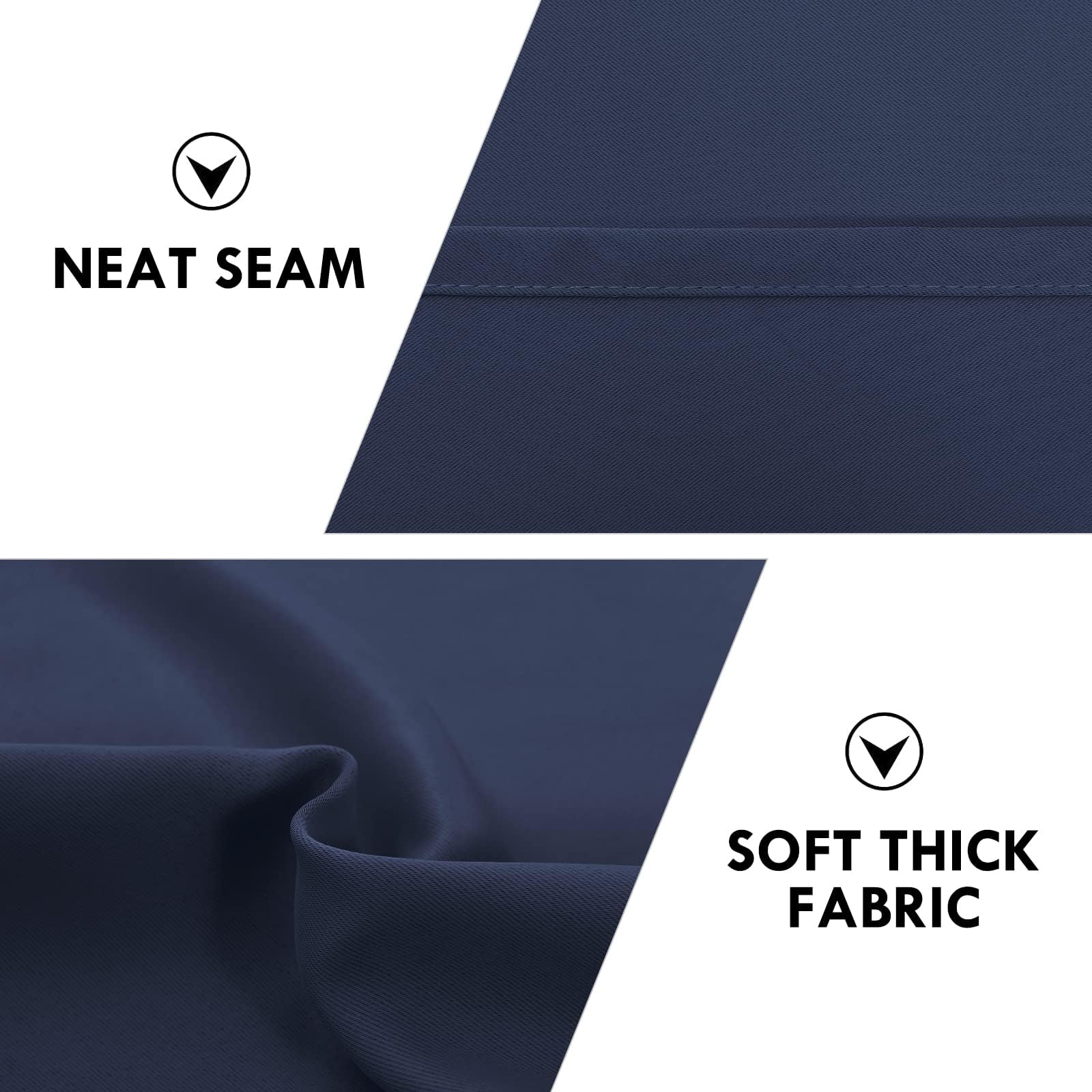 Wide Blackout Curtains for Bedroom Living Room 70 x 63 Inch Long Navy (2 Count)