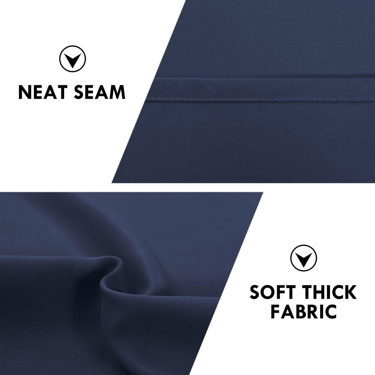 Wide Blackout Curtains for Bedroom Living Room 70 x 72 Inch Long Navy (2 Count)