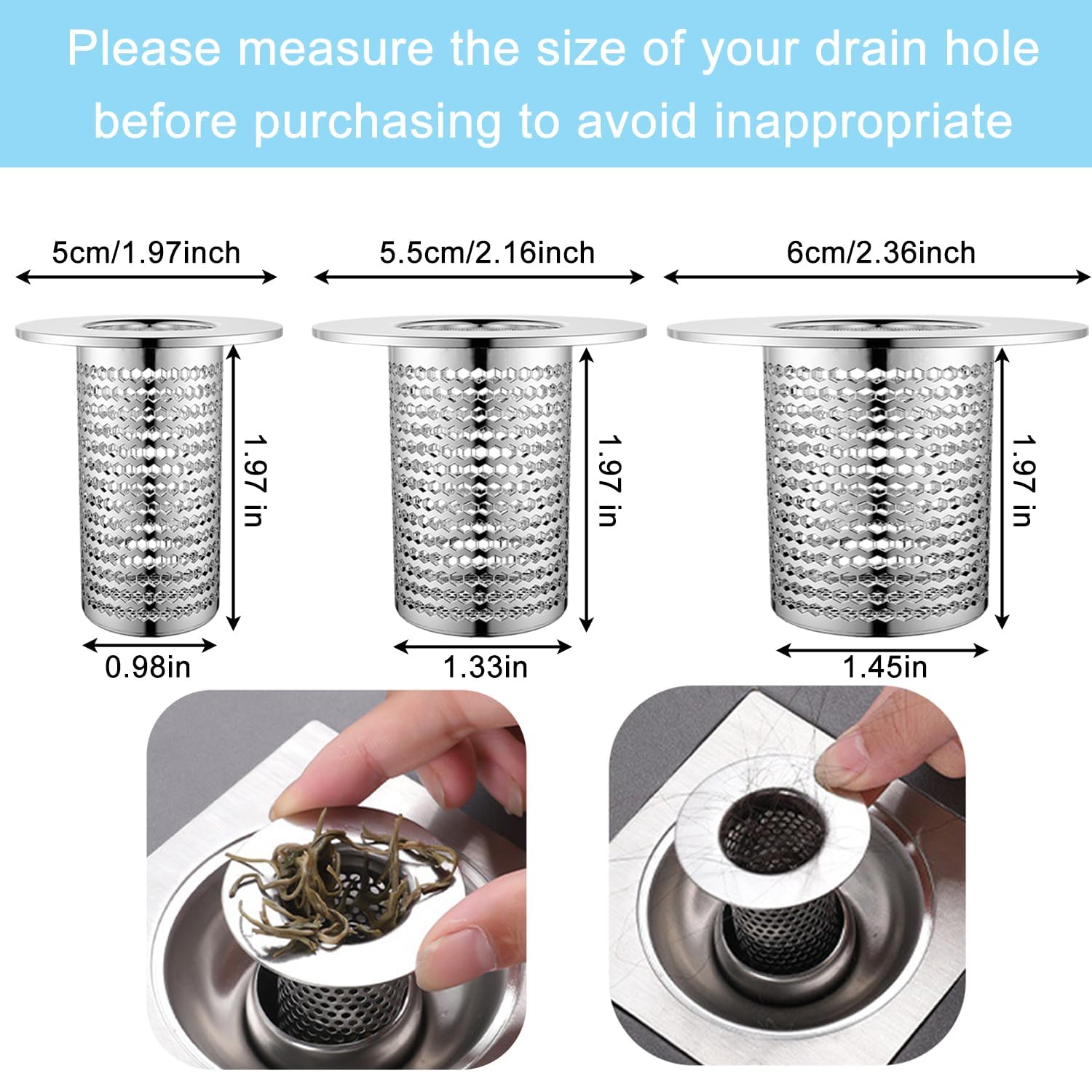 4 PCS Bathroom Sink Drain Strainers (4 Count)